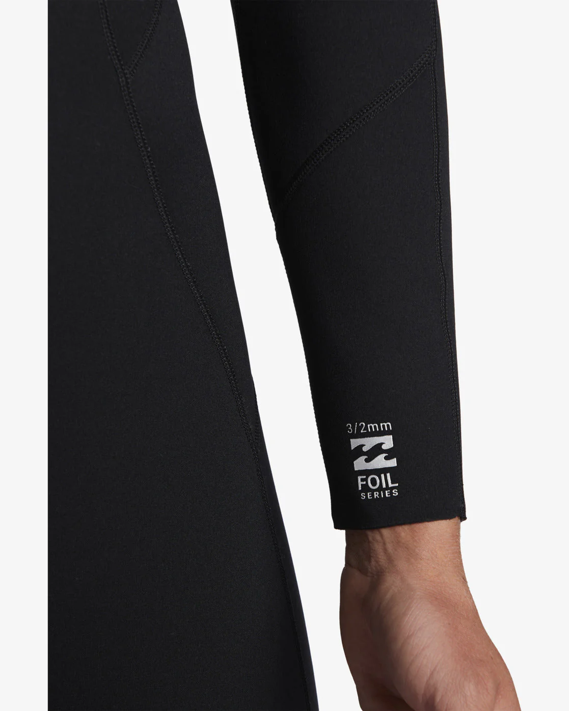 3/2mm Foil Flatlock Back Zip Wetsuit - Black - Image 4