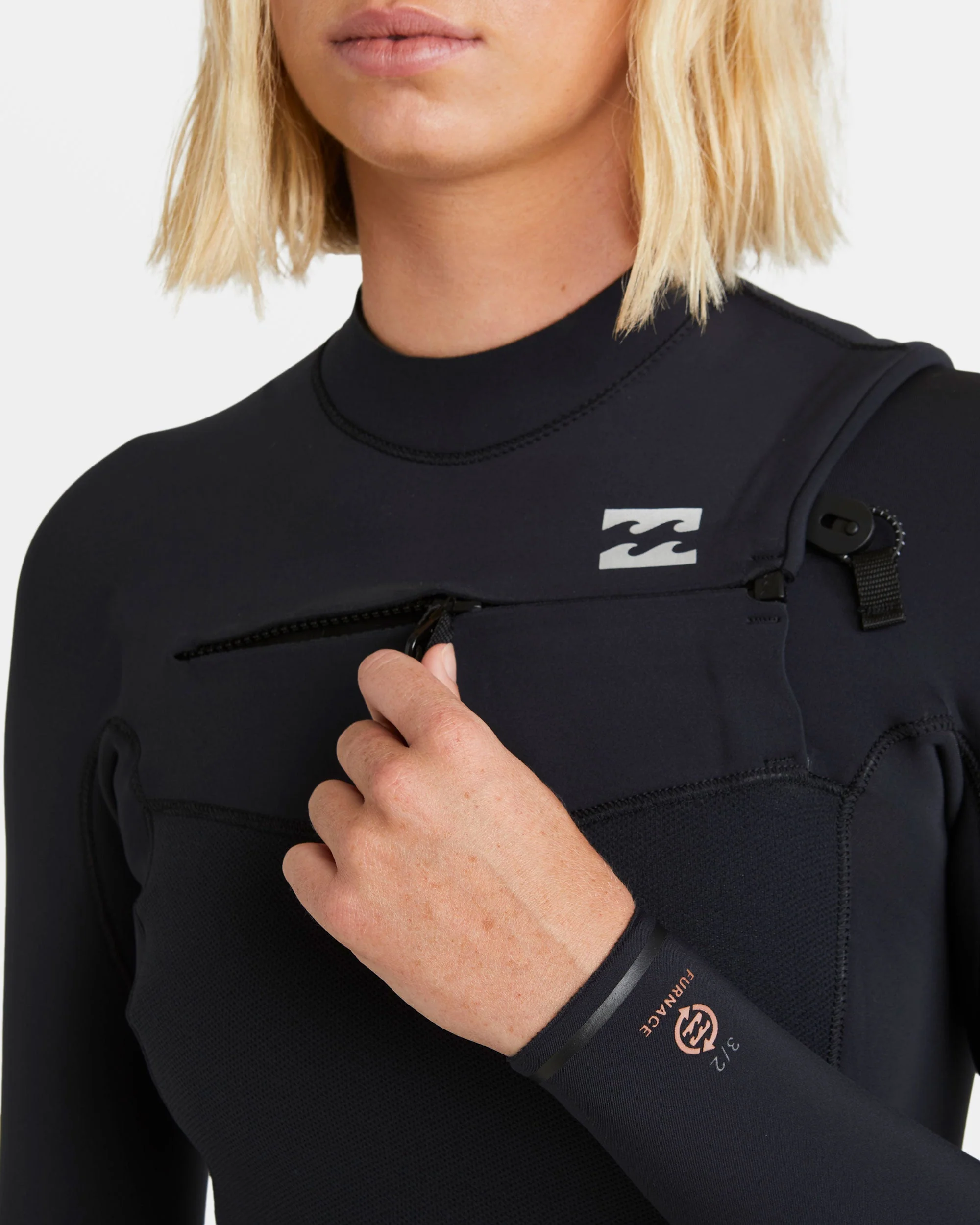 4/3mm Furnace Natural GBS Chest Zip Fullsuit - Black Tiki - Image 6