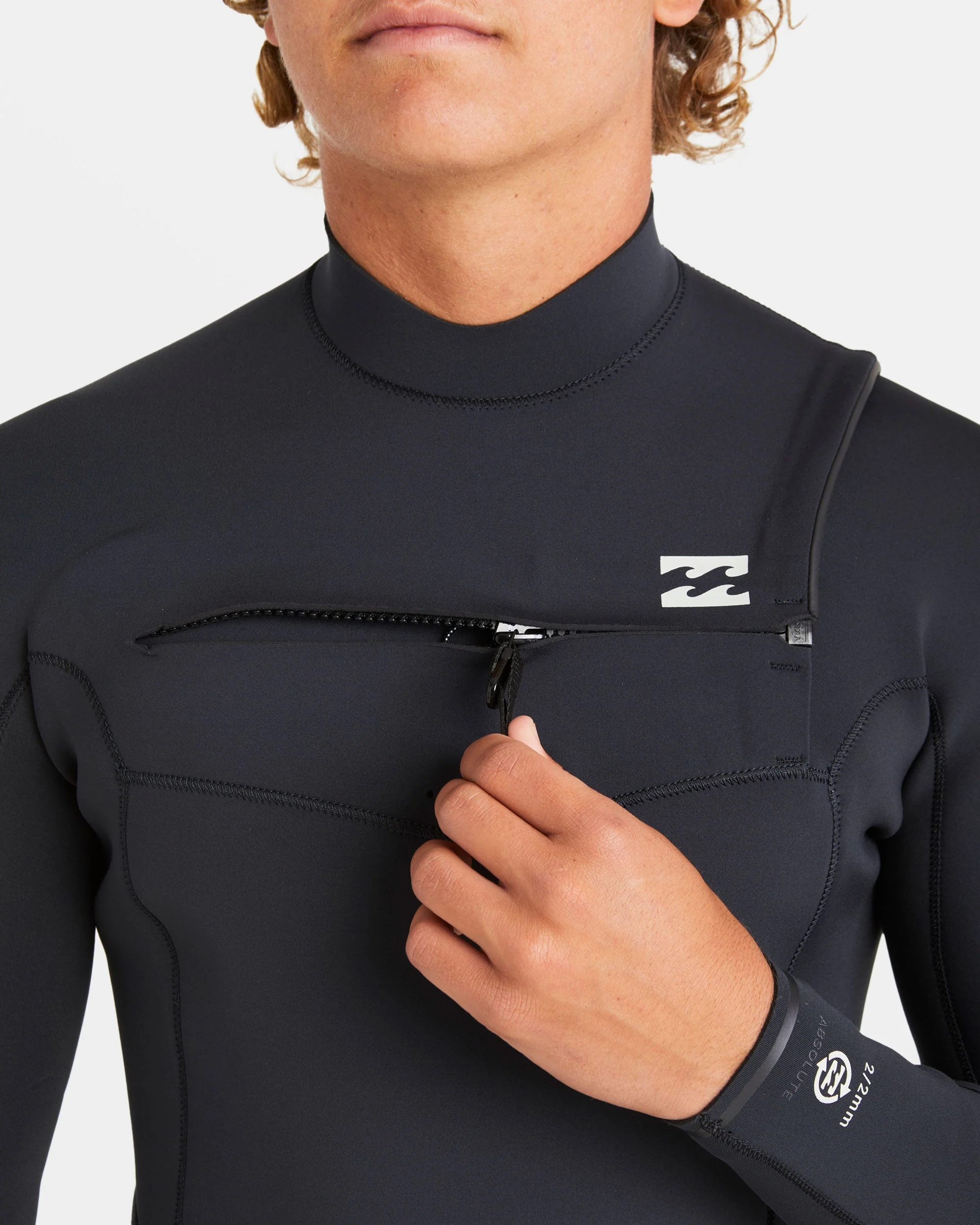 2/2mm Absolute Natural Upcycler GBS Chest Zip Long Sleeve Springsuit - Black - Image 2