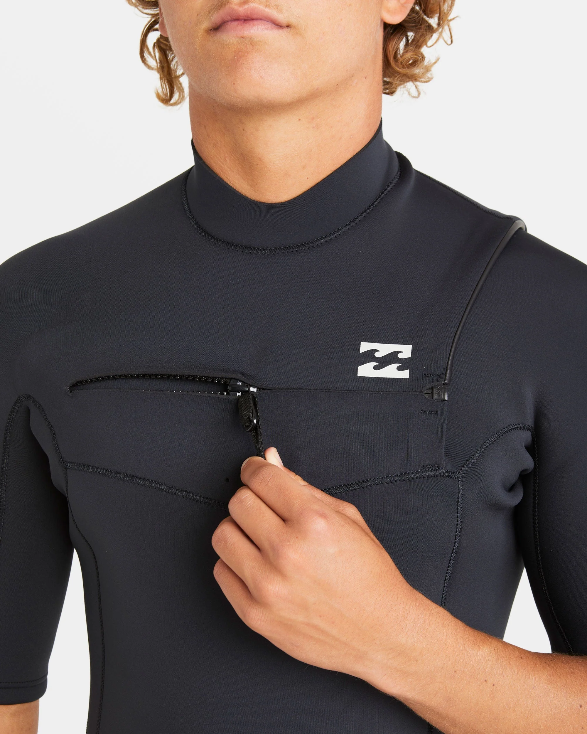 2/2mm Absolute Natural Upcycler GBS Chest Zip Short Sleeve Springsuit - Black - Image 4