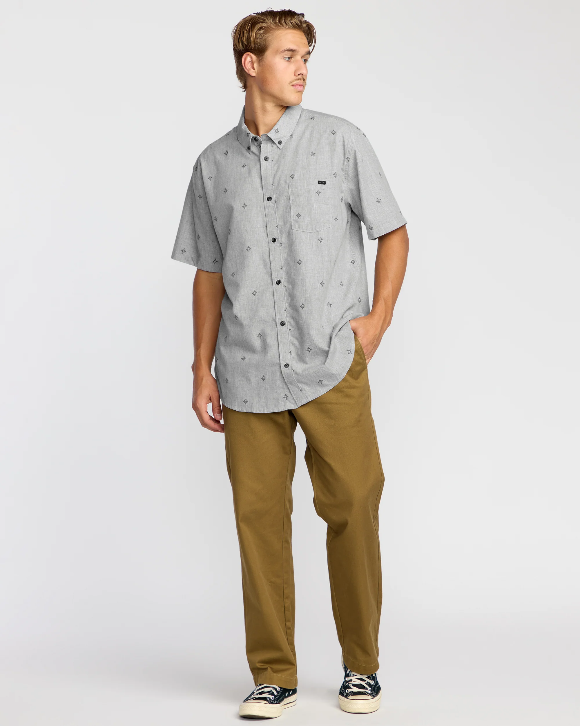 All Day Jacquard Short Sleeve Shirt - Silver - Image 4