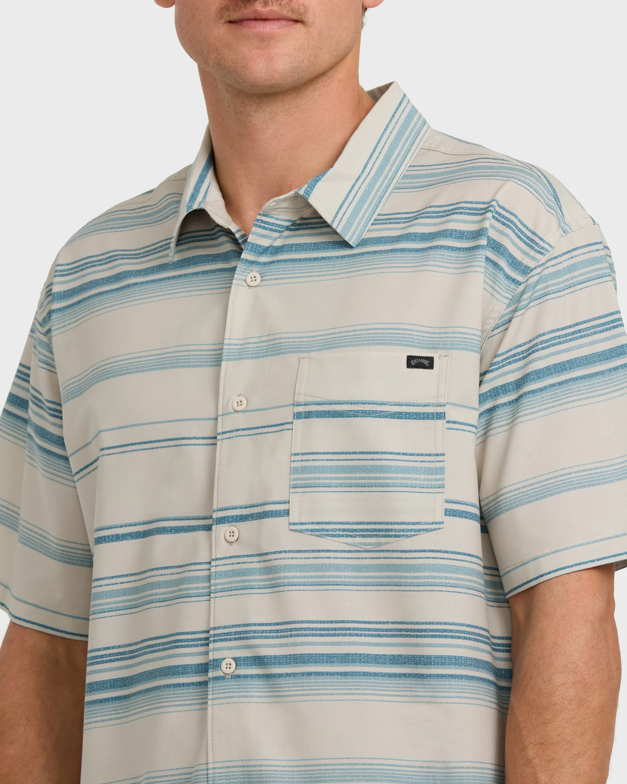 All Day Stripe Short Sleeve Shirt - Dusty Blue - Image 4