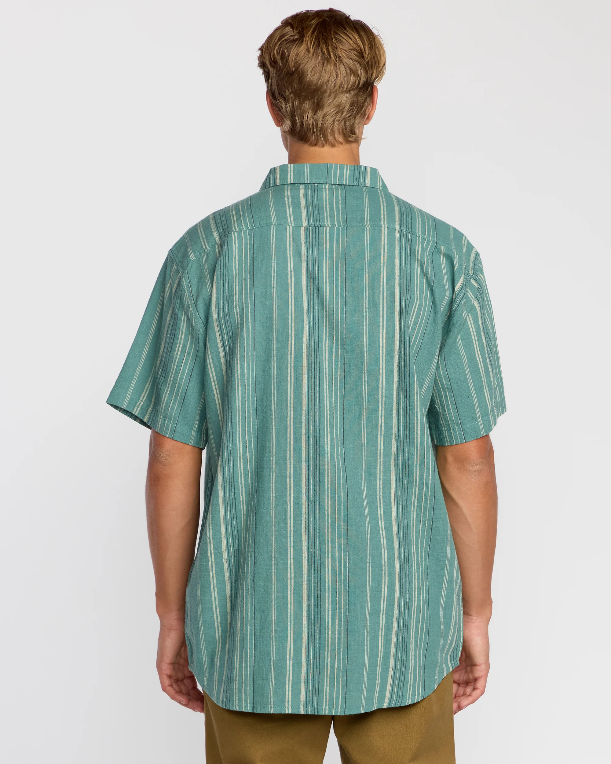 All Day Stripe Short Sleeve Shirt - Sage Green - Image 2