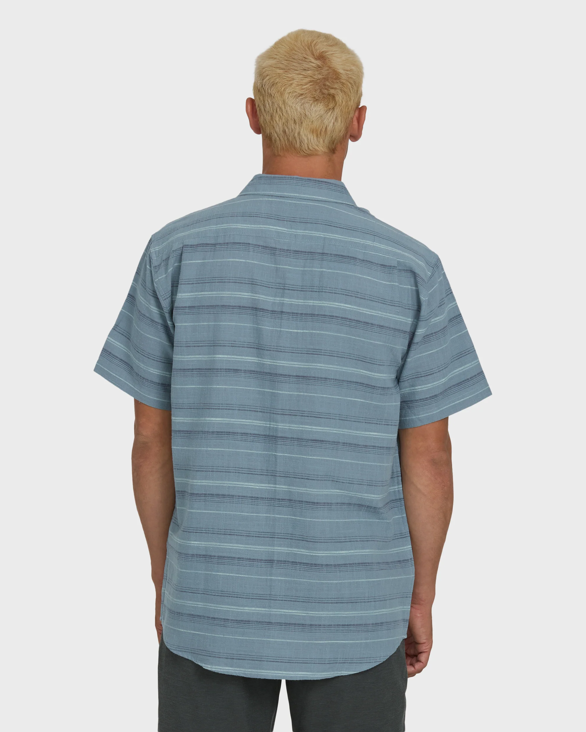 All Day Stripe Short Sleeve Woven Shirt - Blue Fog - Image 2
