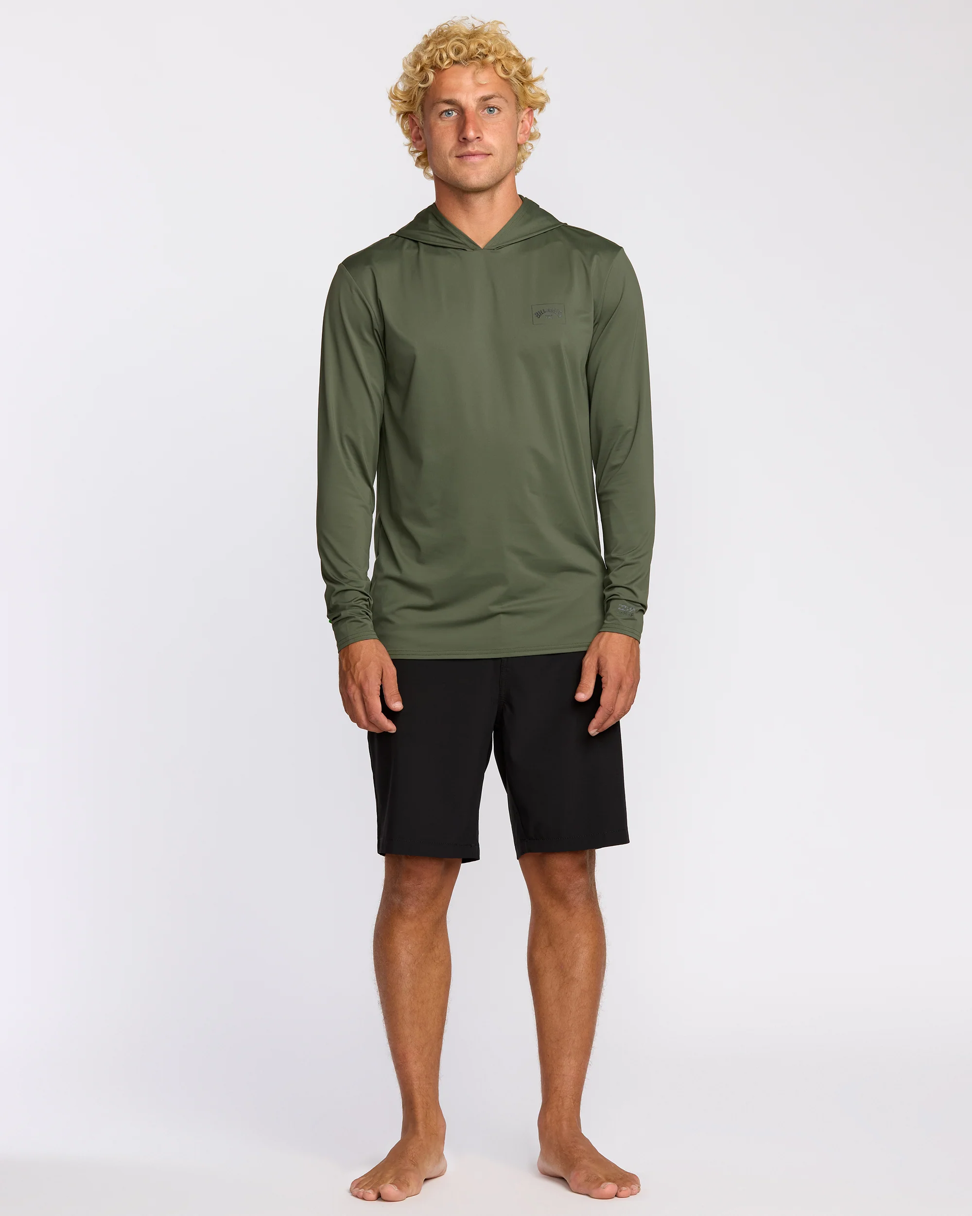 Arch Mesh Long Sleeve Hooded Surf Tee - Dark Military - Image 4
