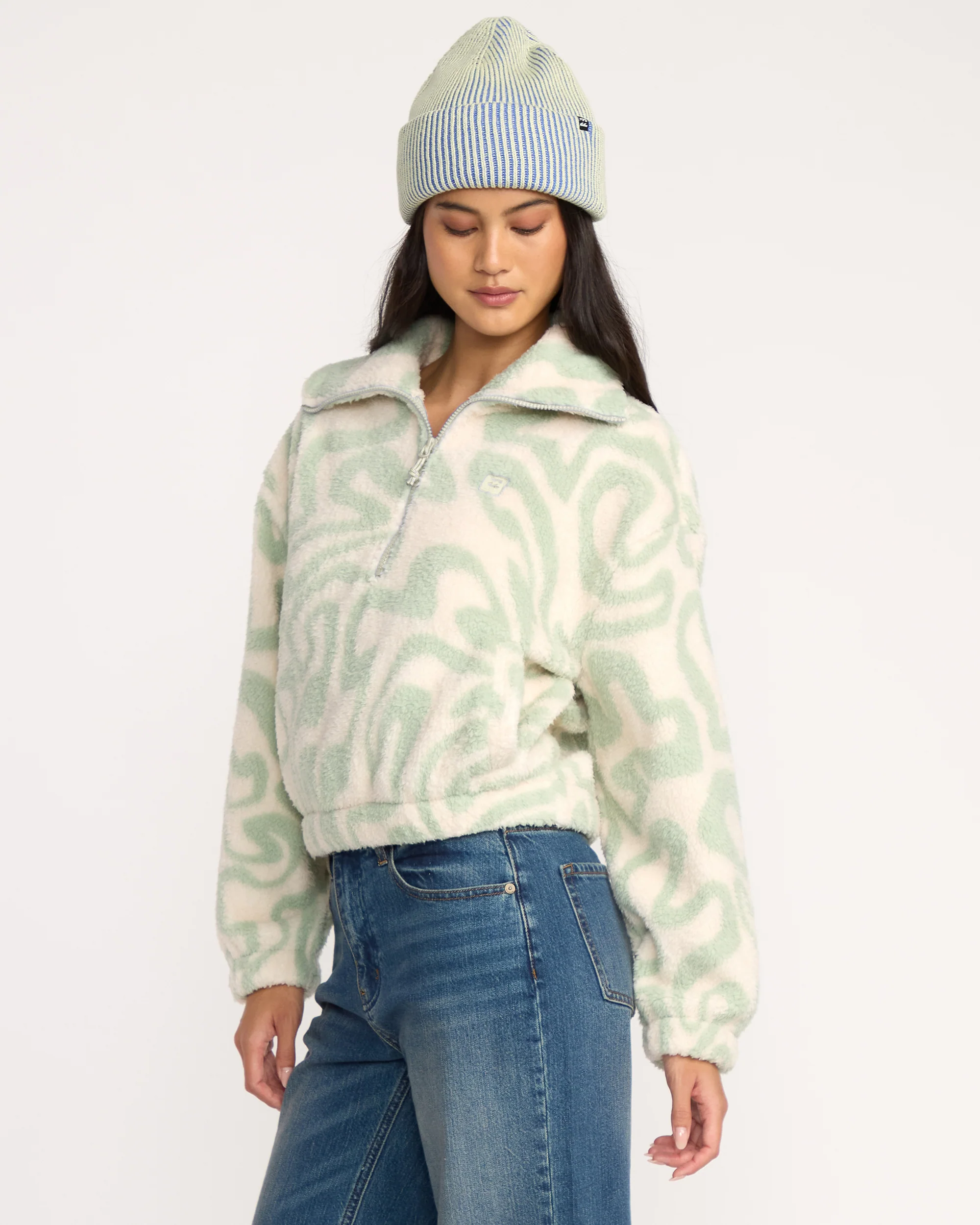 A/Div Barra Half Zip Sherpa Fleece - Green Haze - Image 3