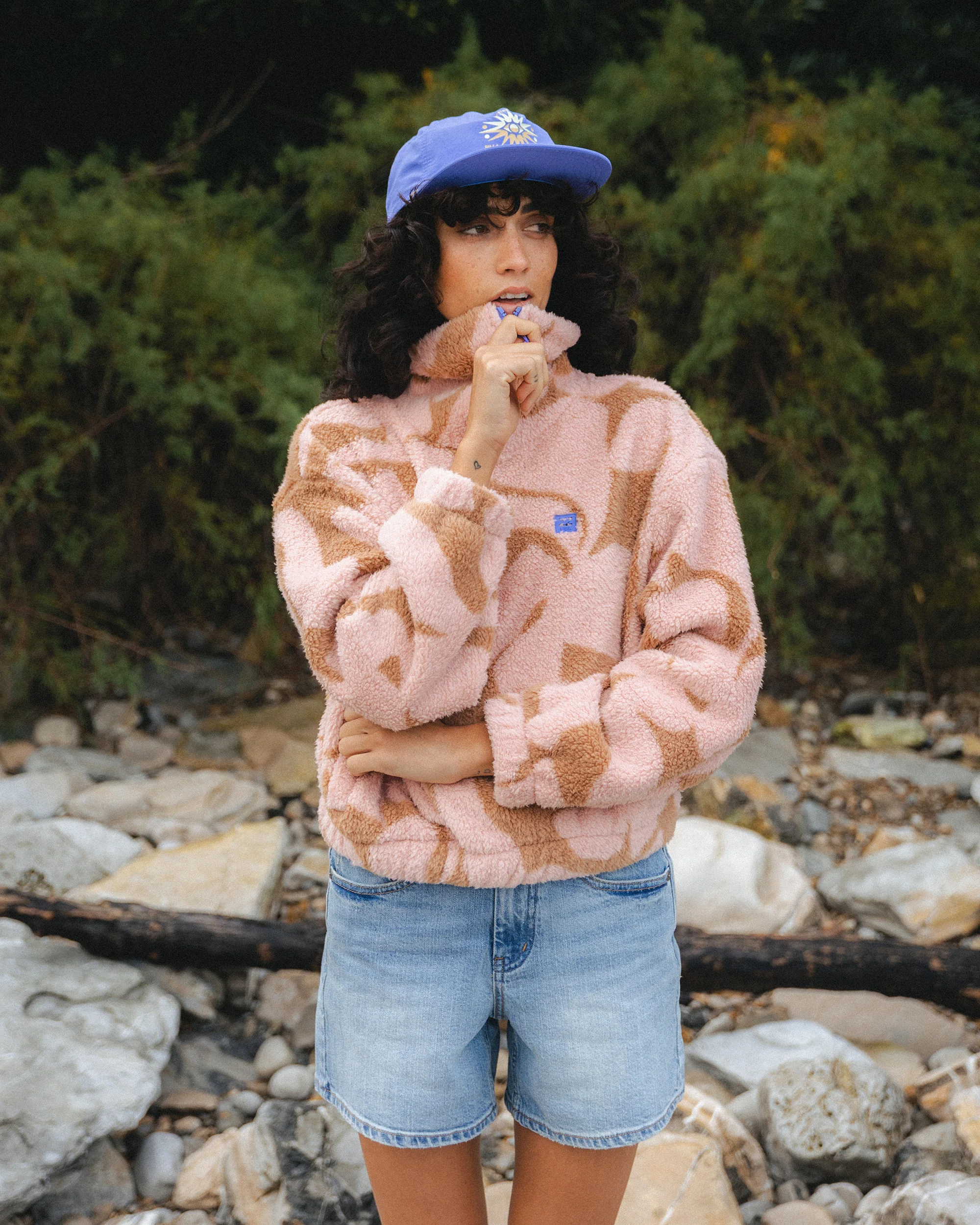 A/Div Barra Half Zip Sherpa Fleece - Rose Brown - Image 2