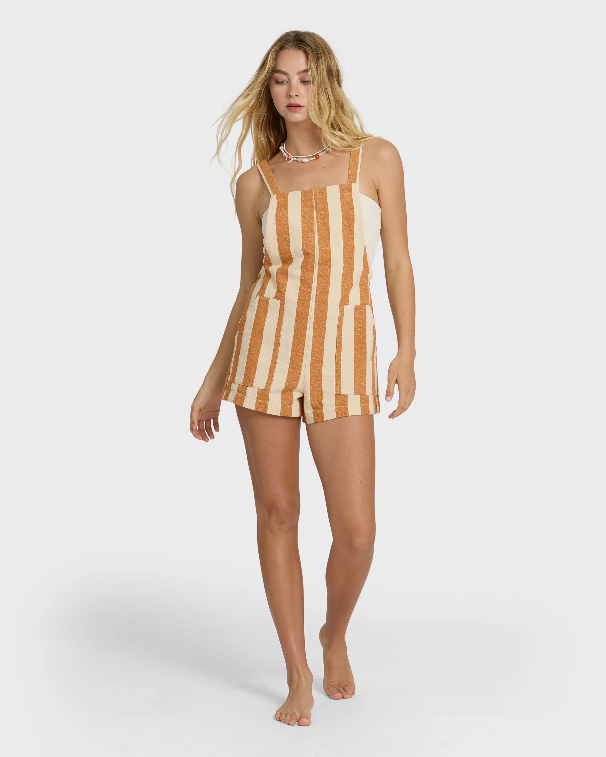 Beach Crush Yarn-Dyed Overalls - Caramel Cafe - Image 6
