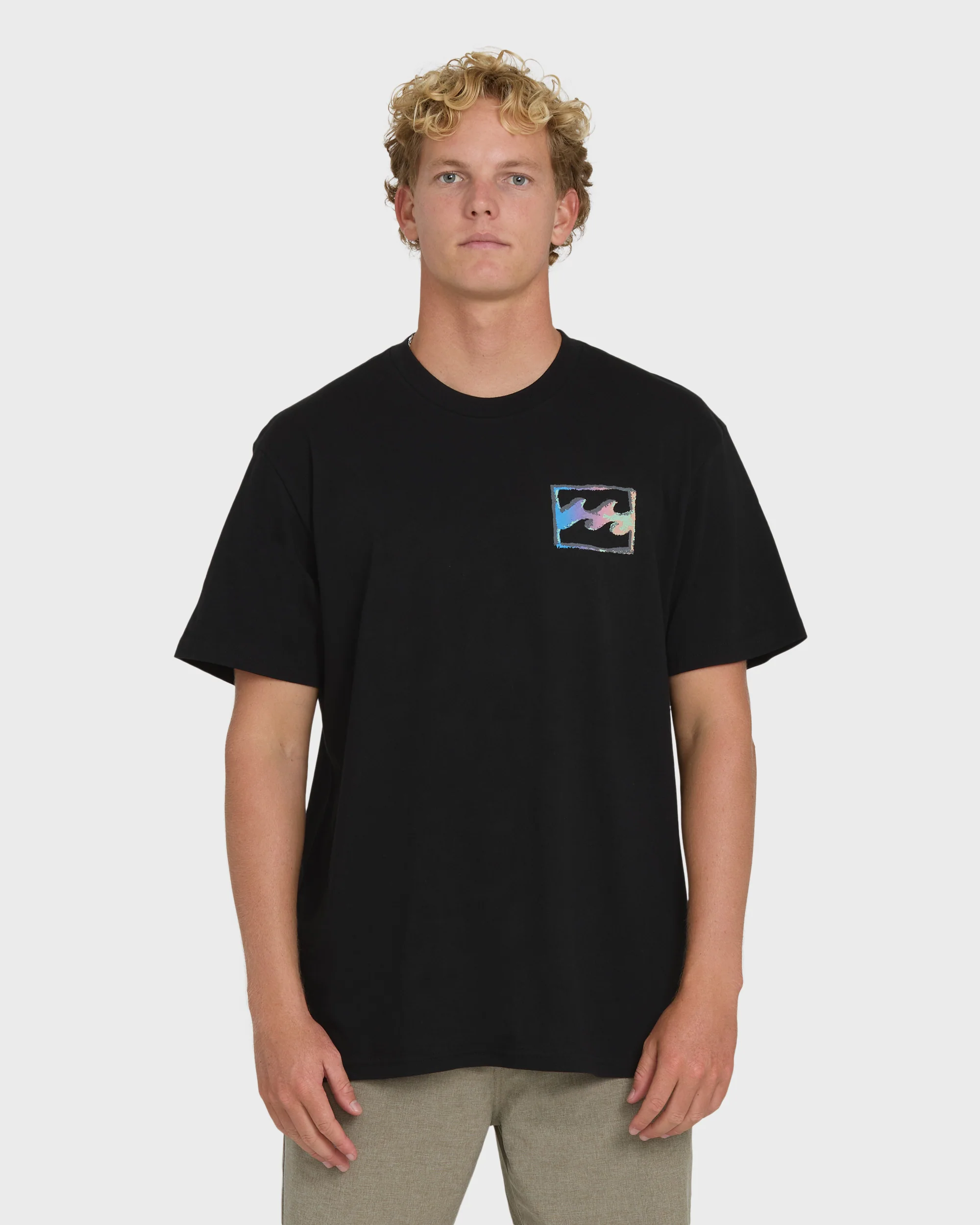 Crayon Wave Premium Short Sleeve Knit T-Shirt - Black