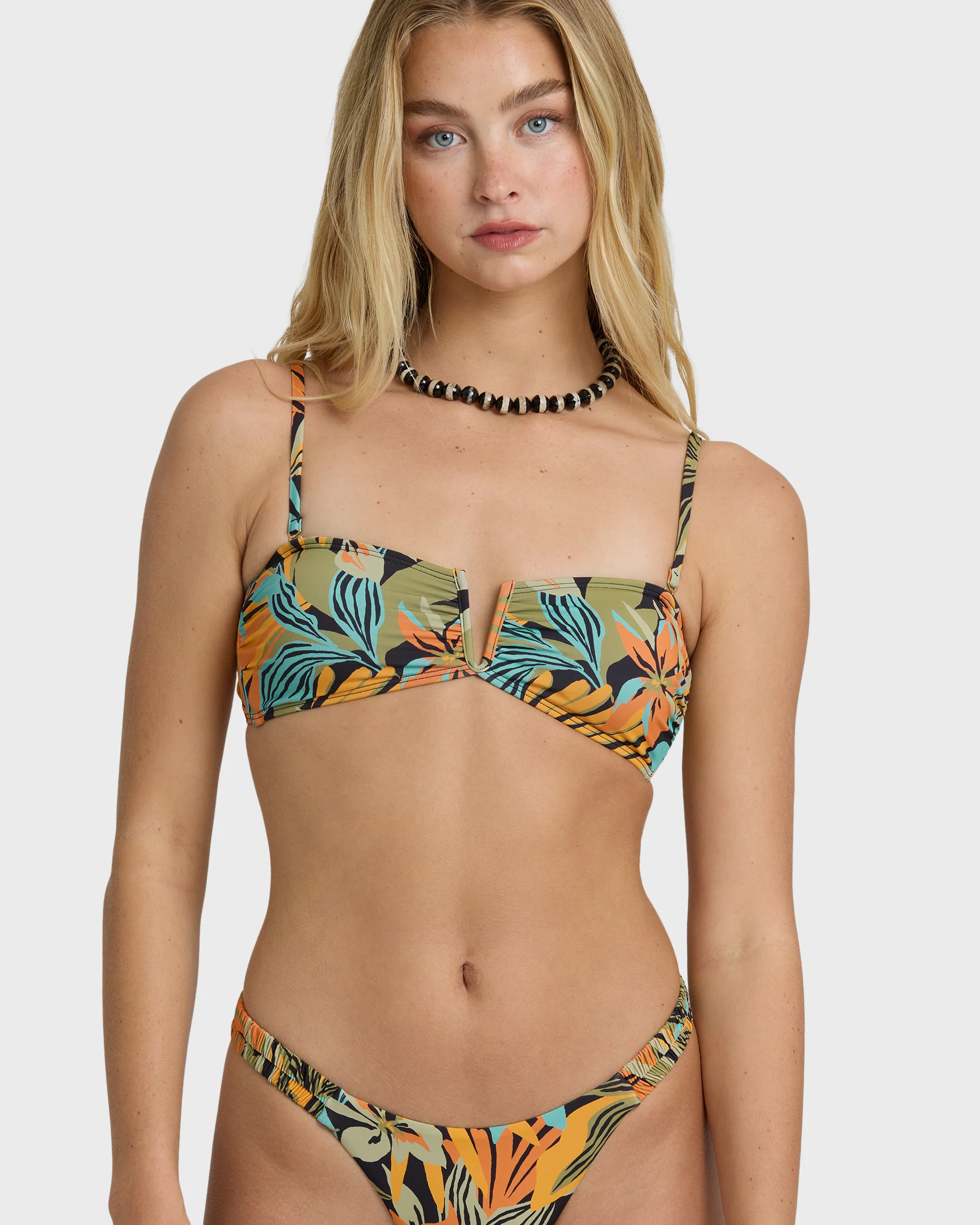Des Tropiques V Bandeau Bikini Top - Black Multi - Image 2