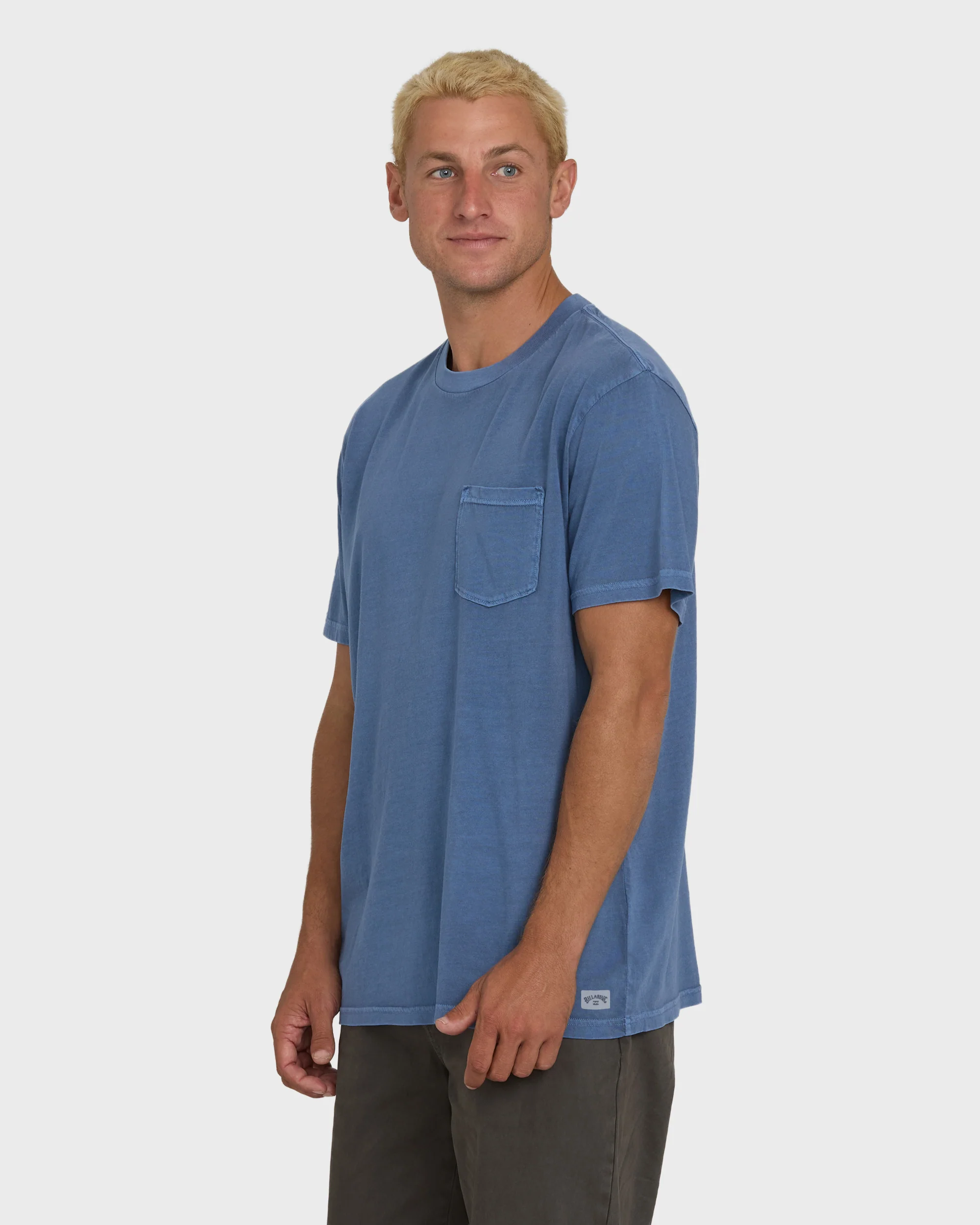Essential Wave Washed Premium Short Sleeve Pocket Tee - Blue Horizon - Image 3