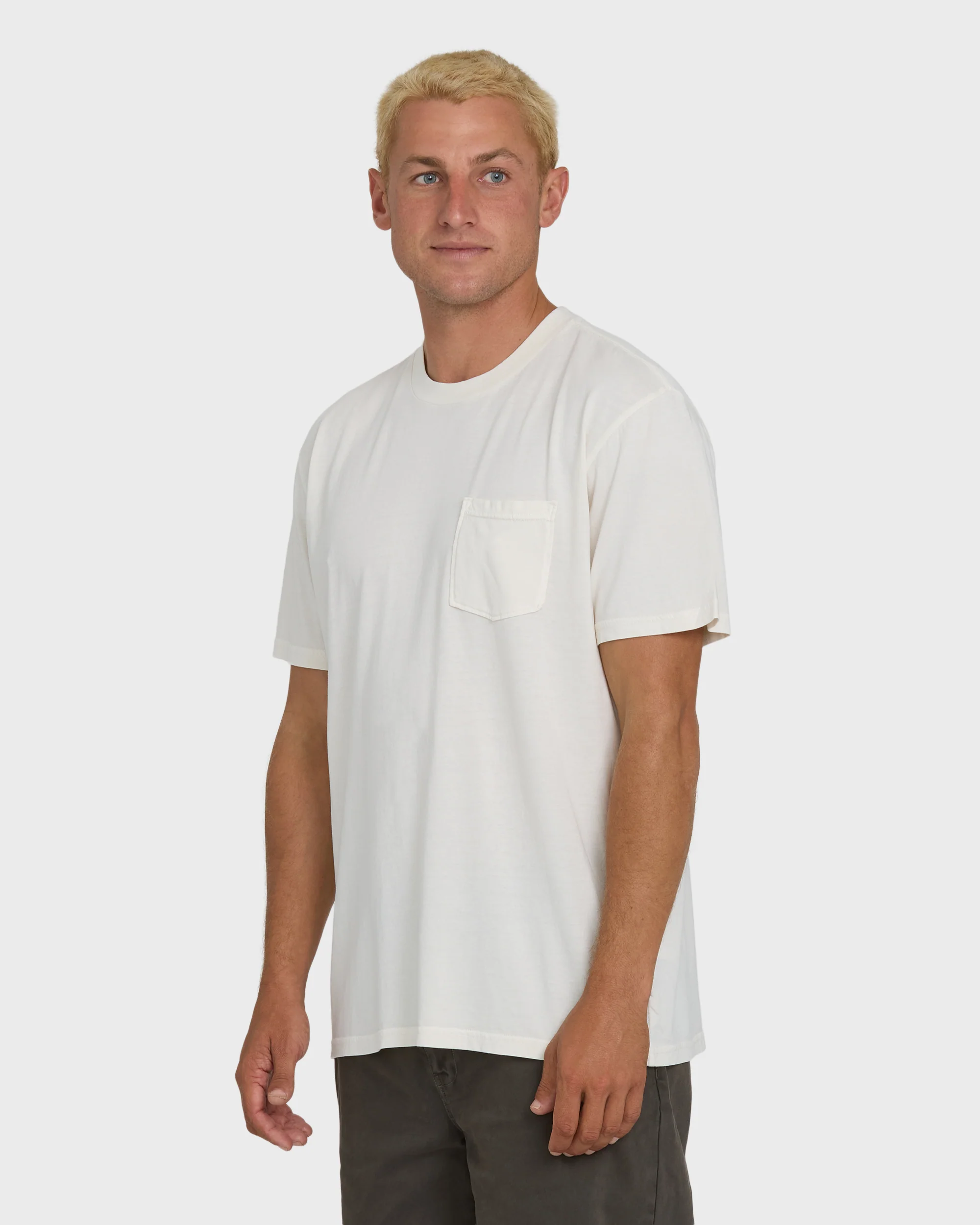 Essential Wave Washed Premium Short Sleeve Pocket Tee - Off White - Image 3