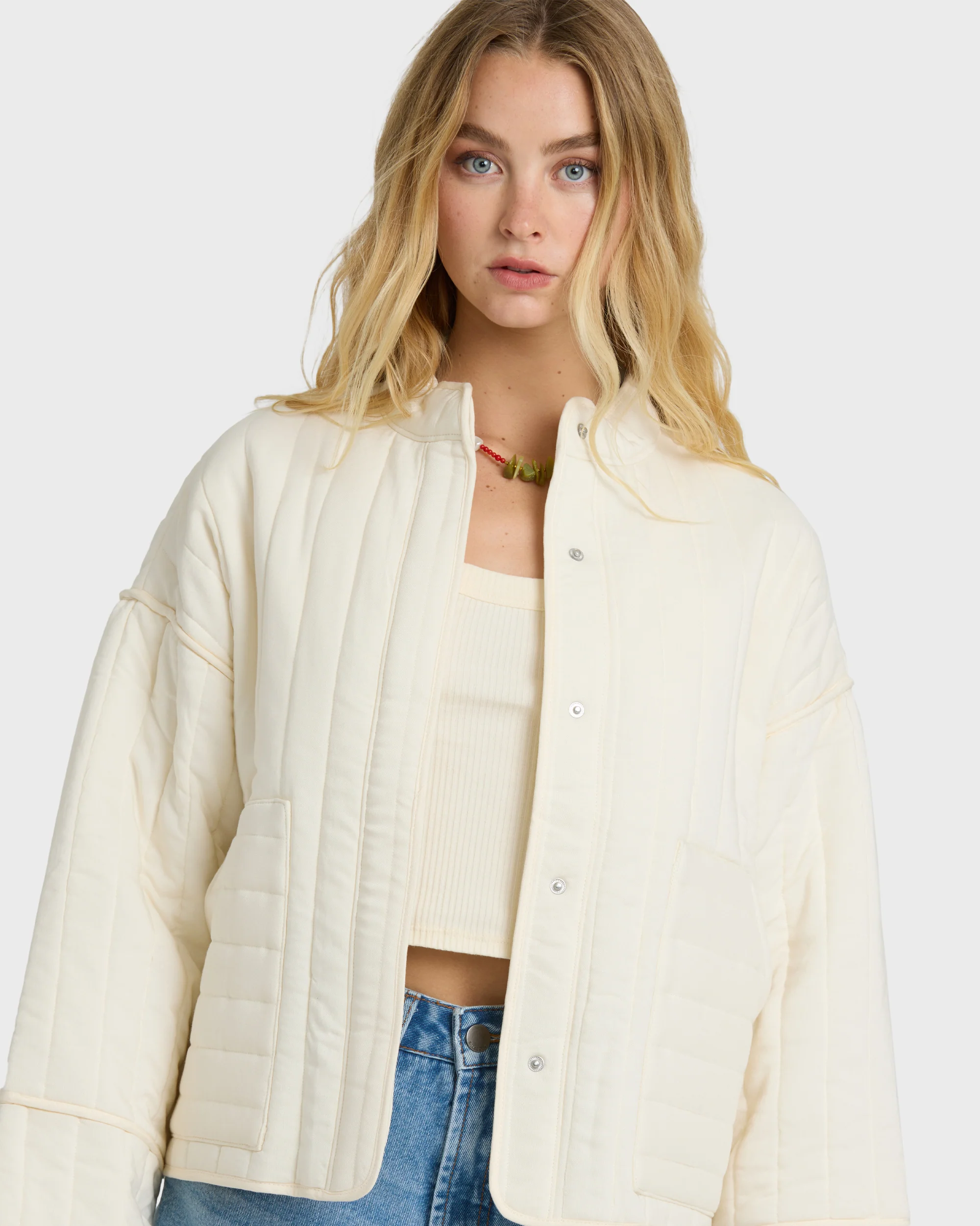Folk Story 2 Quilted Jacket - White Cap - Image 5