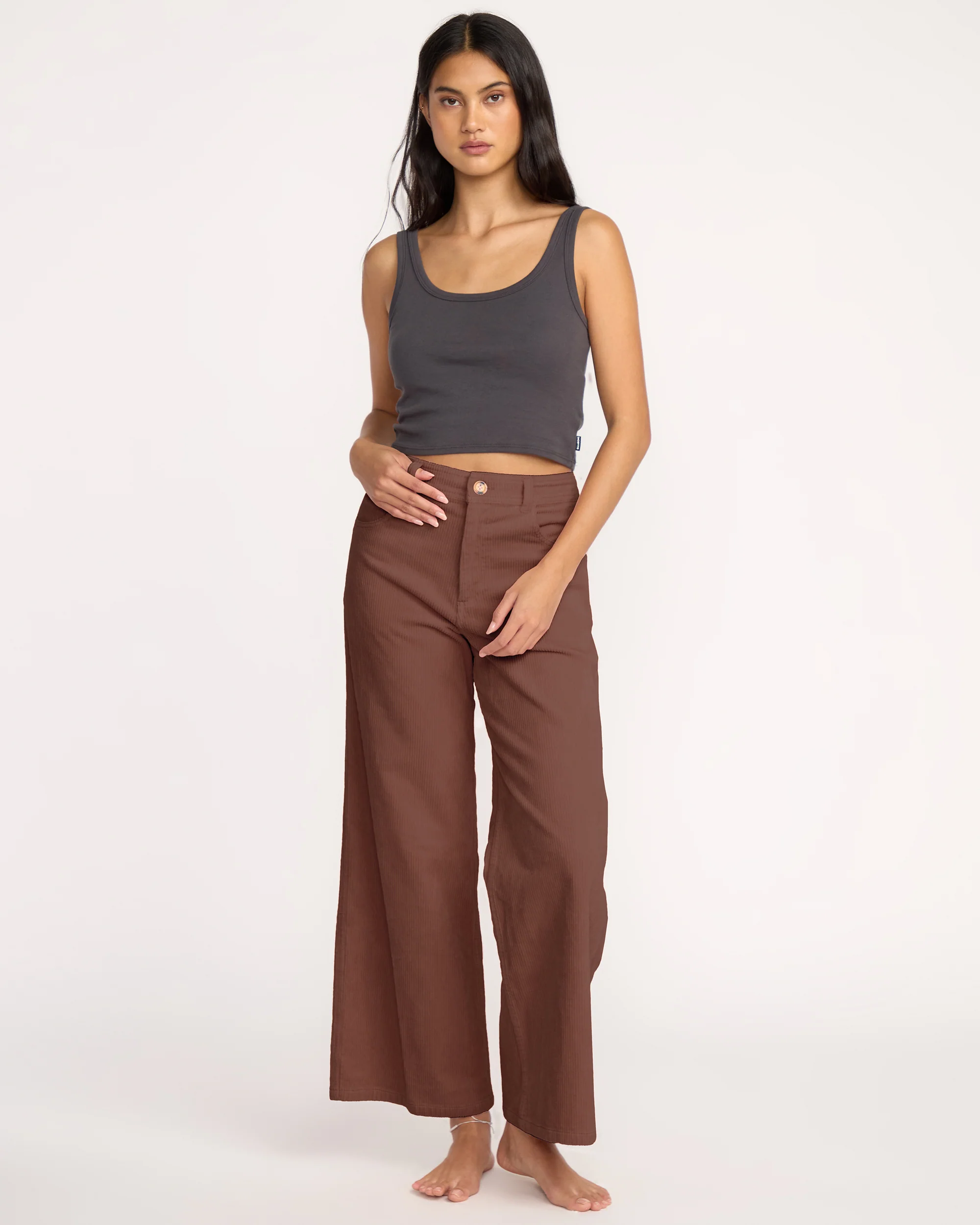 Free Fall High-Waist Cord Pants - Espresso - Image 3