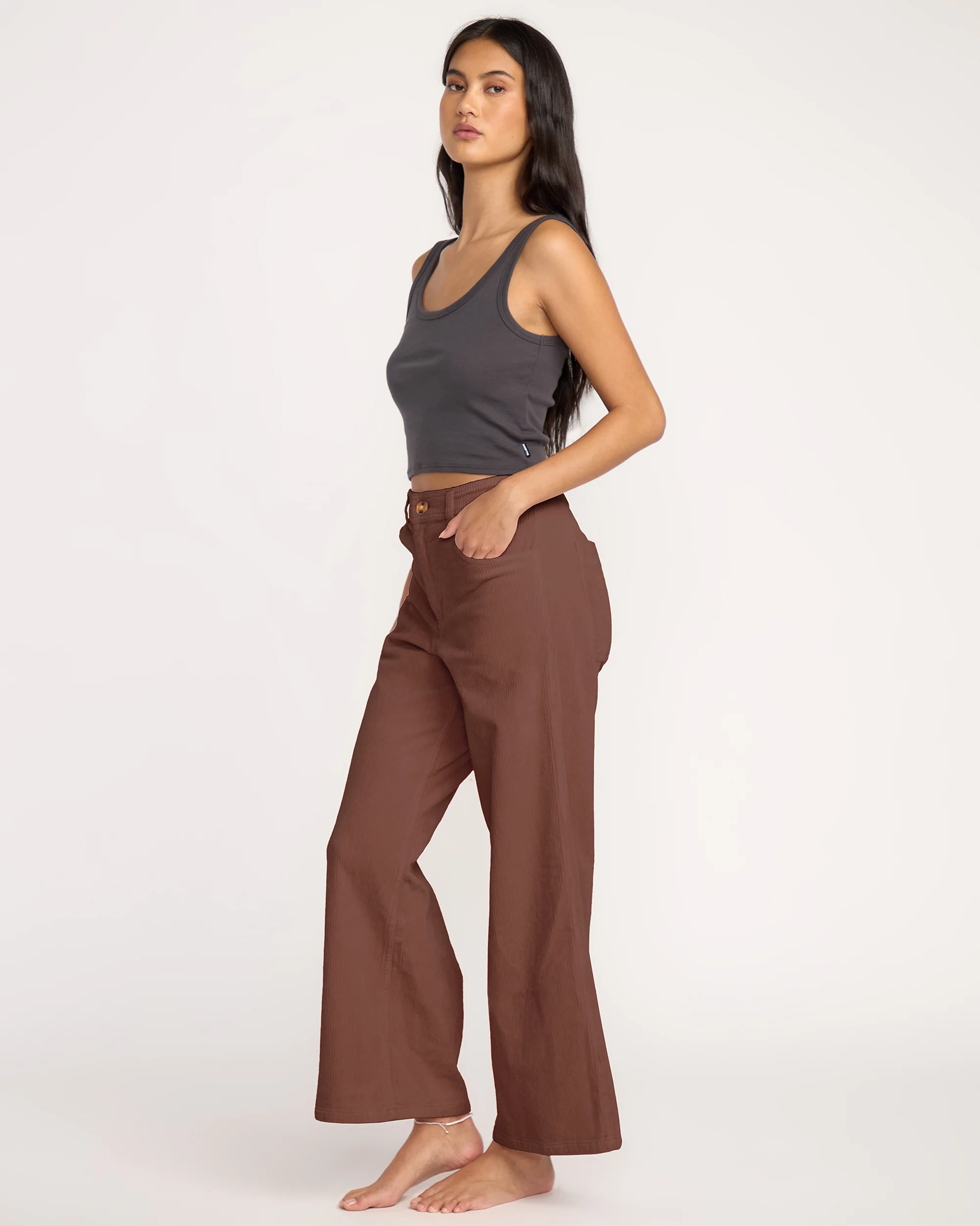 Free Fall High-Waist Cord Pants - Espresso - Image 4