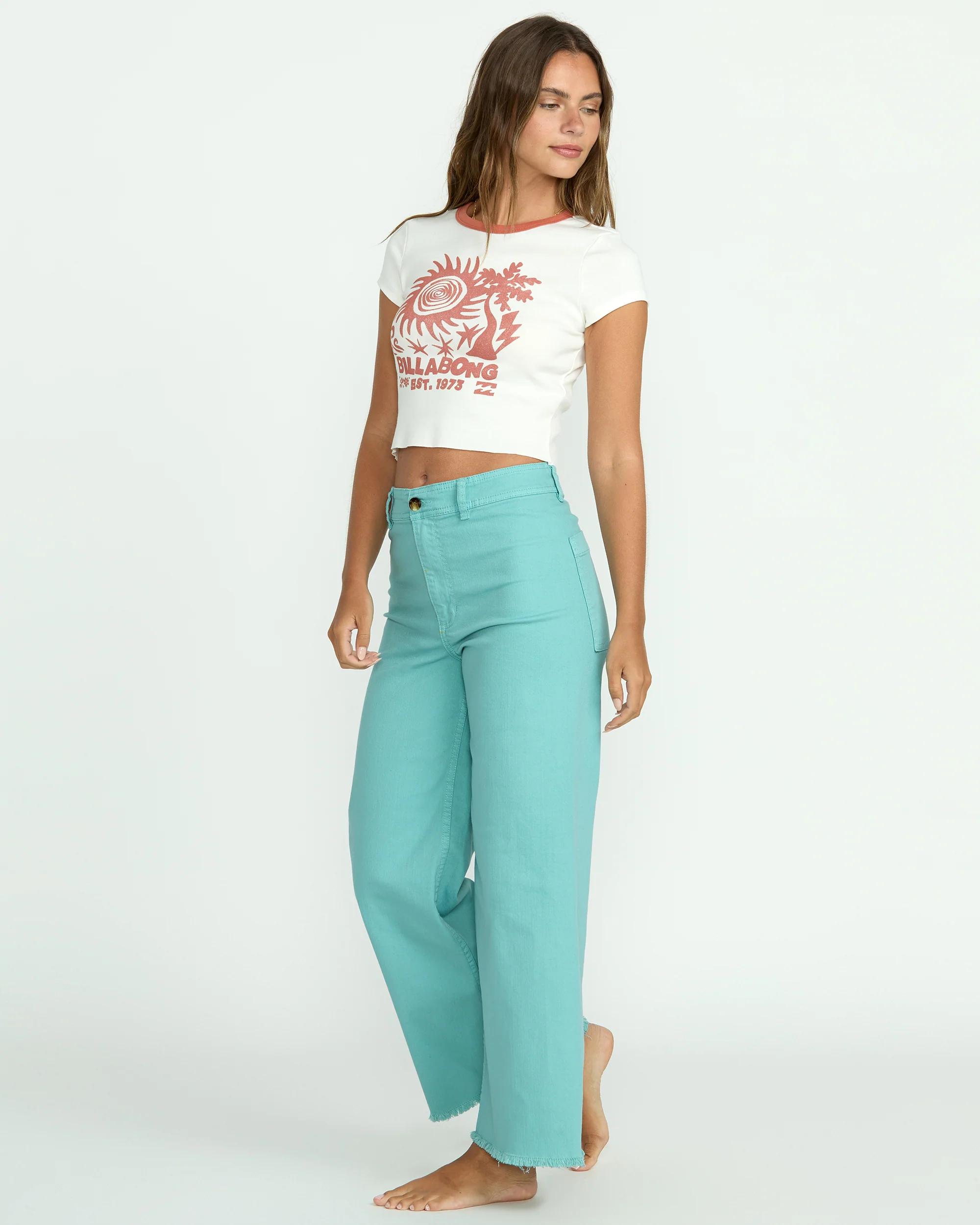 Free Fall High-Waist Twill Pants - Misty Blue - Image 4