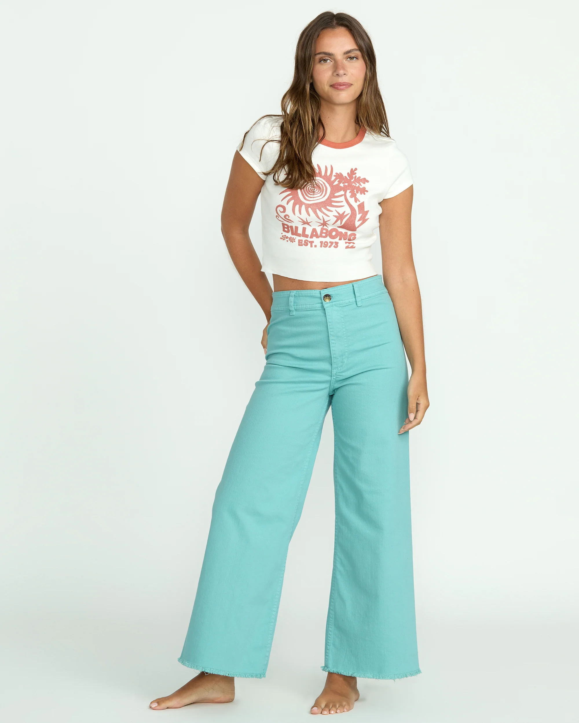 Free Fall High-Waist Twill Pants - Misty Blue - Image 5