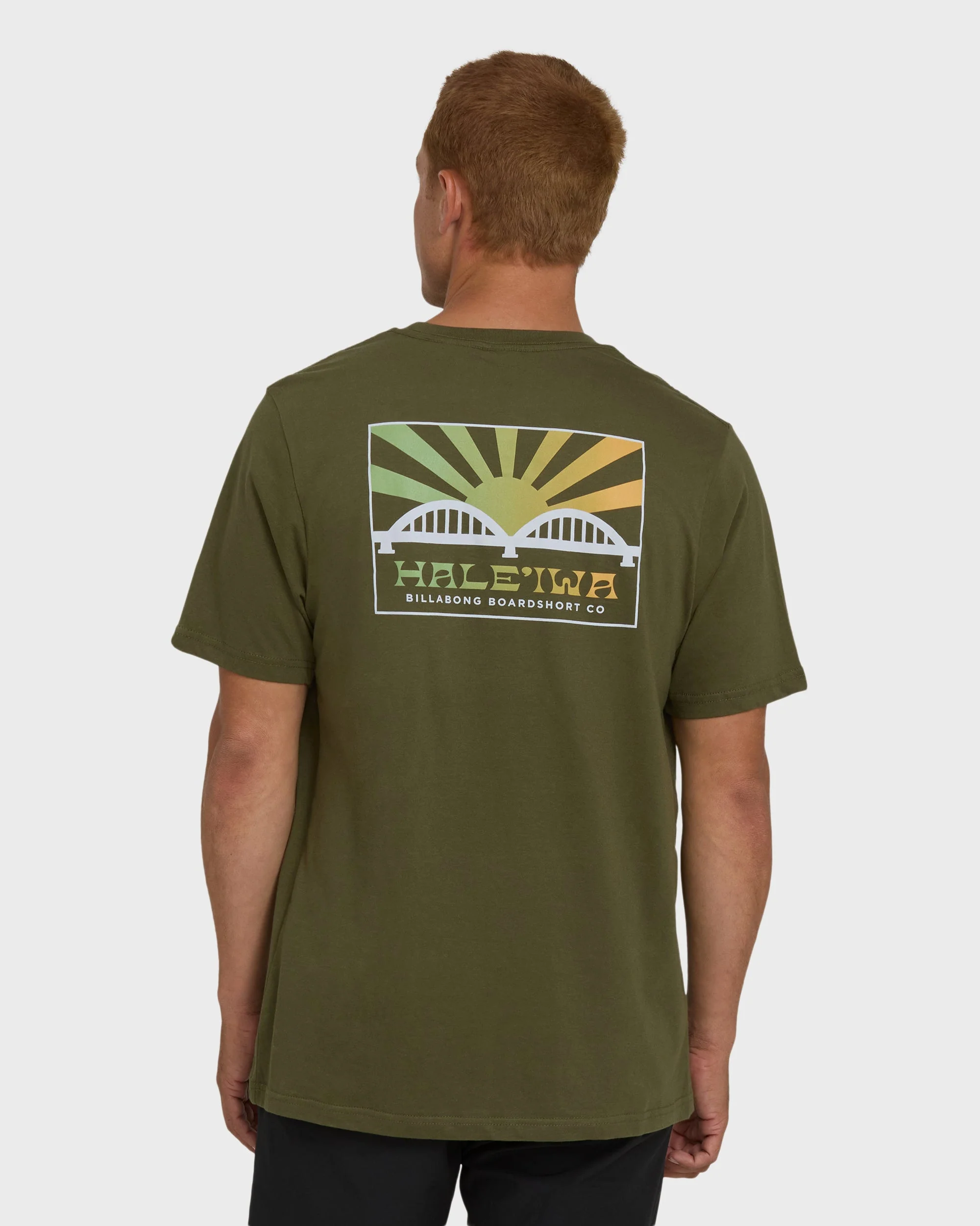 Haleiwa Rising Sun Short Sleeve T-Shirt - Army Green - Image 2