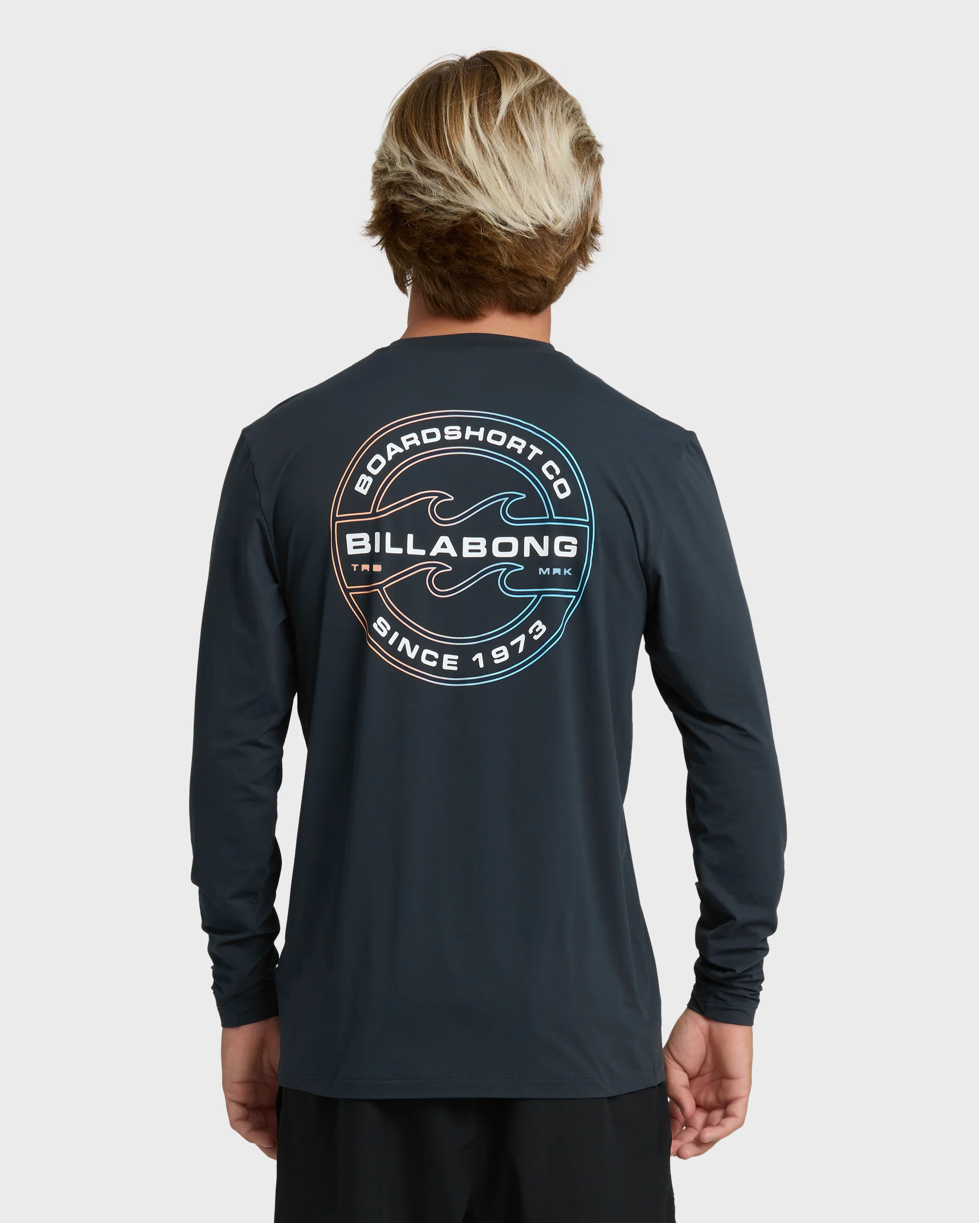 Hollow Loose Fit Long Sleeve Surf Tee - Navy - Image 2
