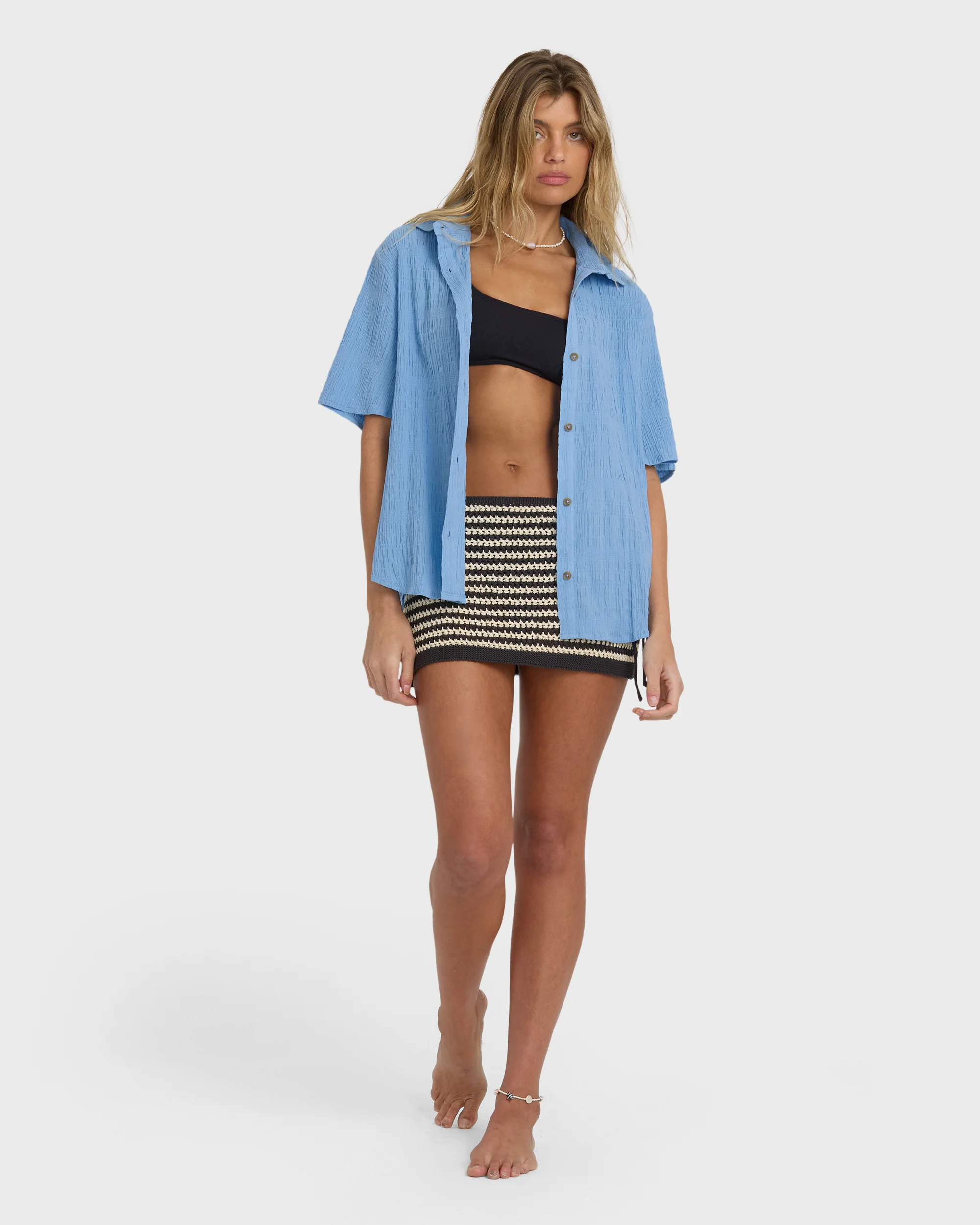 Laura Short Sleeve Shirt - Blue Drift - Image 4