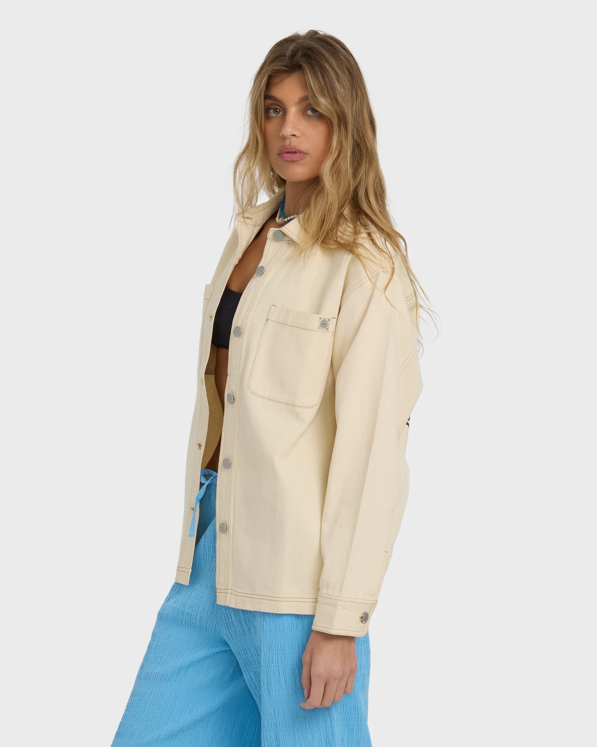 Laura Twill Shacket - Antique White - Image 7