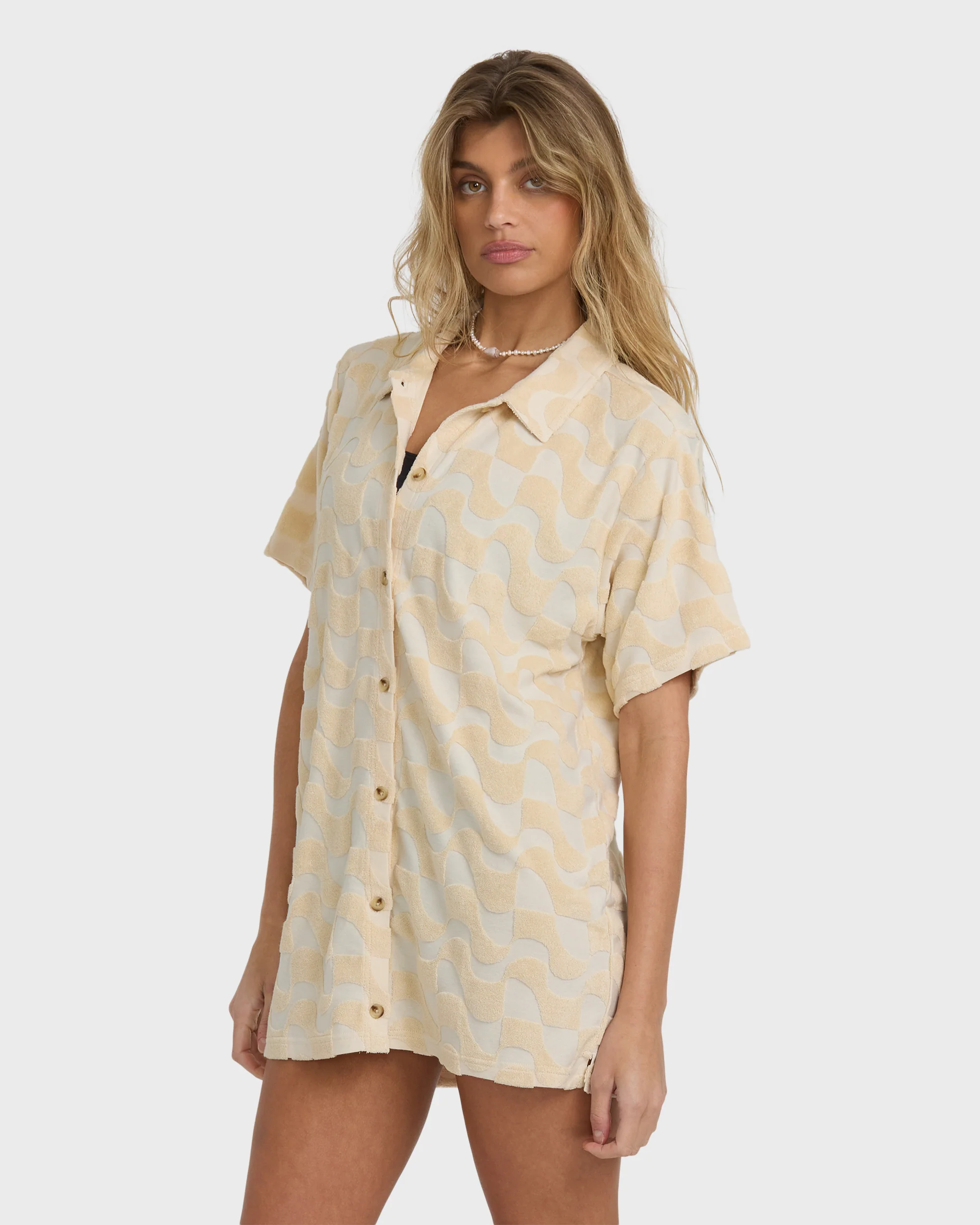 Laura Waves Shirt Dress - Antique White - Image 5