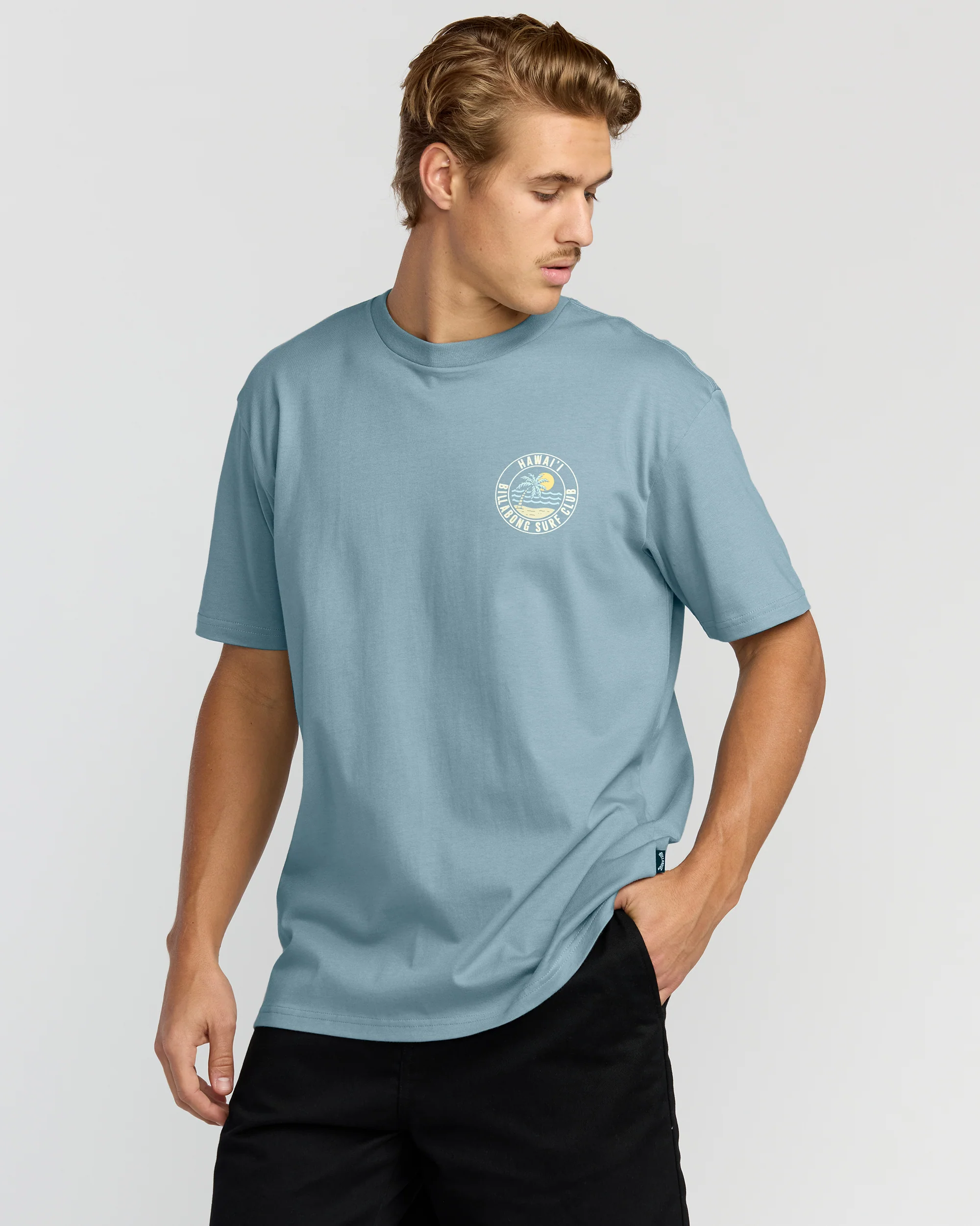 Palm Beach Hi Premium Short Sleeve T-Shirt - Washed Blue - Image 3