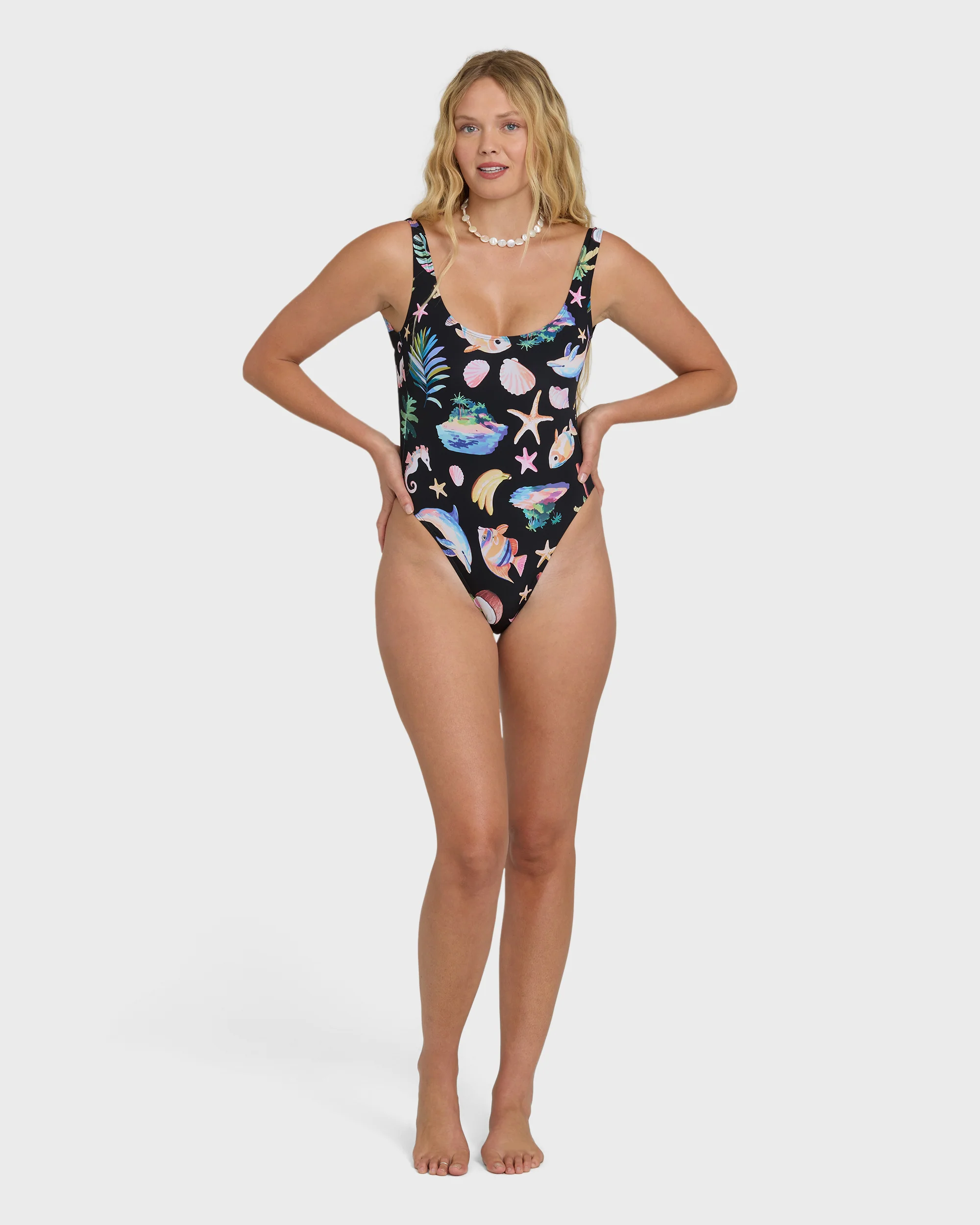 Party Wave Tanker One Piece Swimsuit - Black Pebble - Image 6