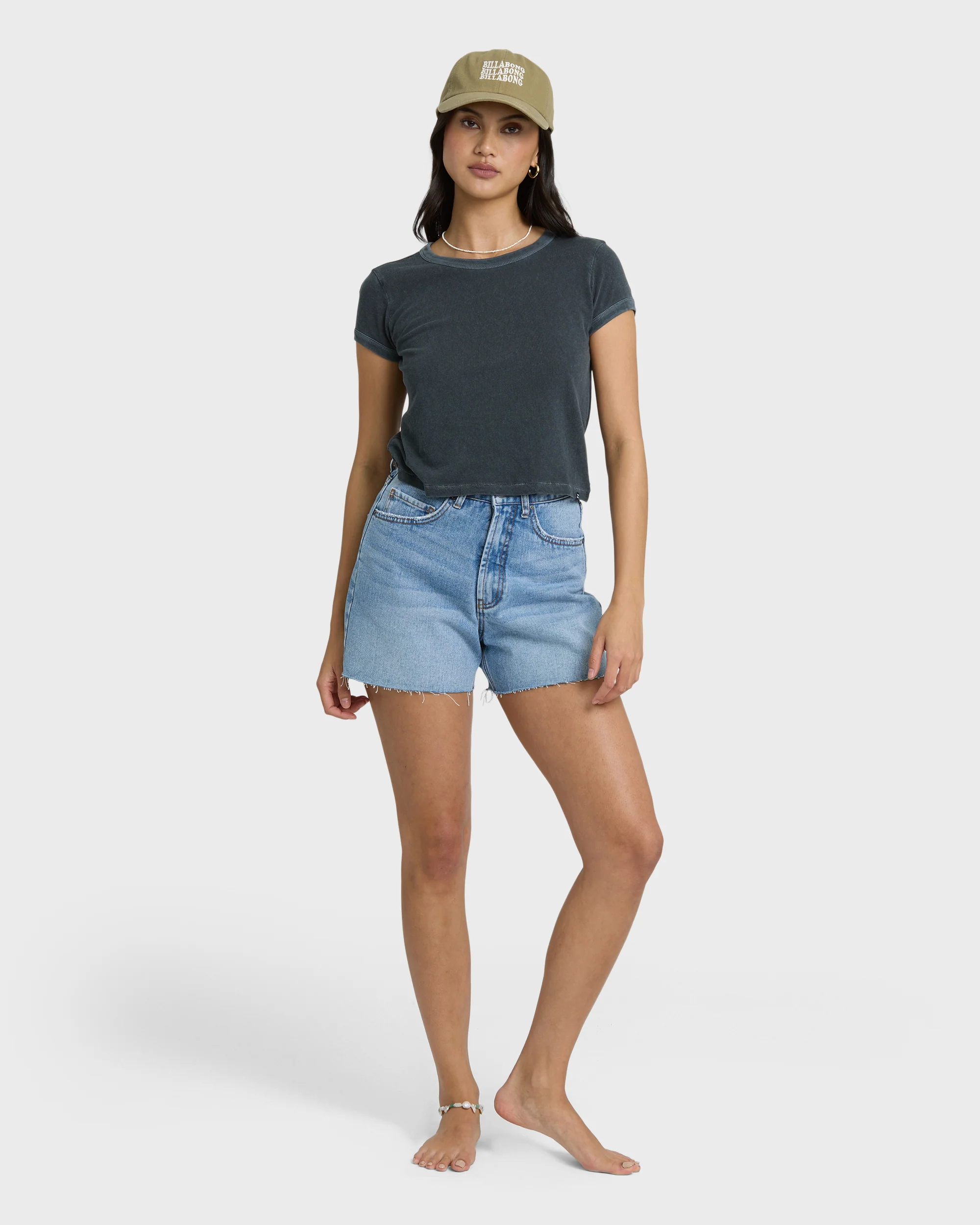 Riley Cut-Off Denim Shorts - Faded Indigo Fray - Image 5