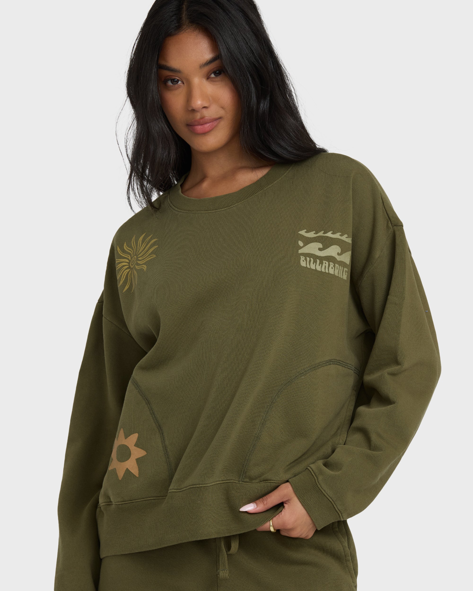Sightseer Wave Crewneck Sweatshirt - Martini Olive - Image 4
