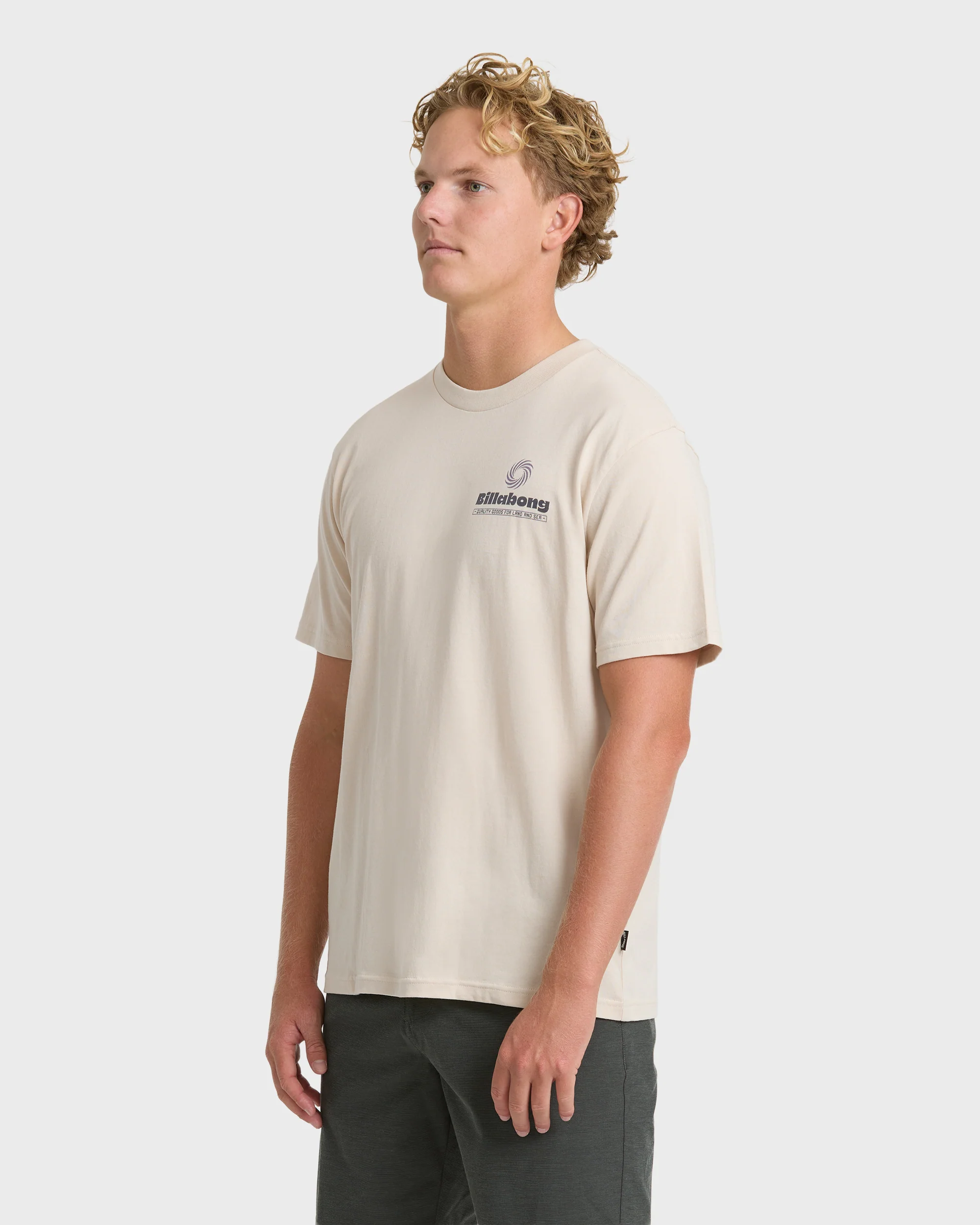 Single Fin Premium Short Sleeve Knit T-Shirt - Oatmeal - Image 3