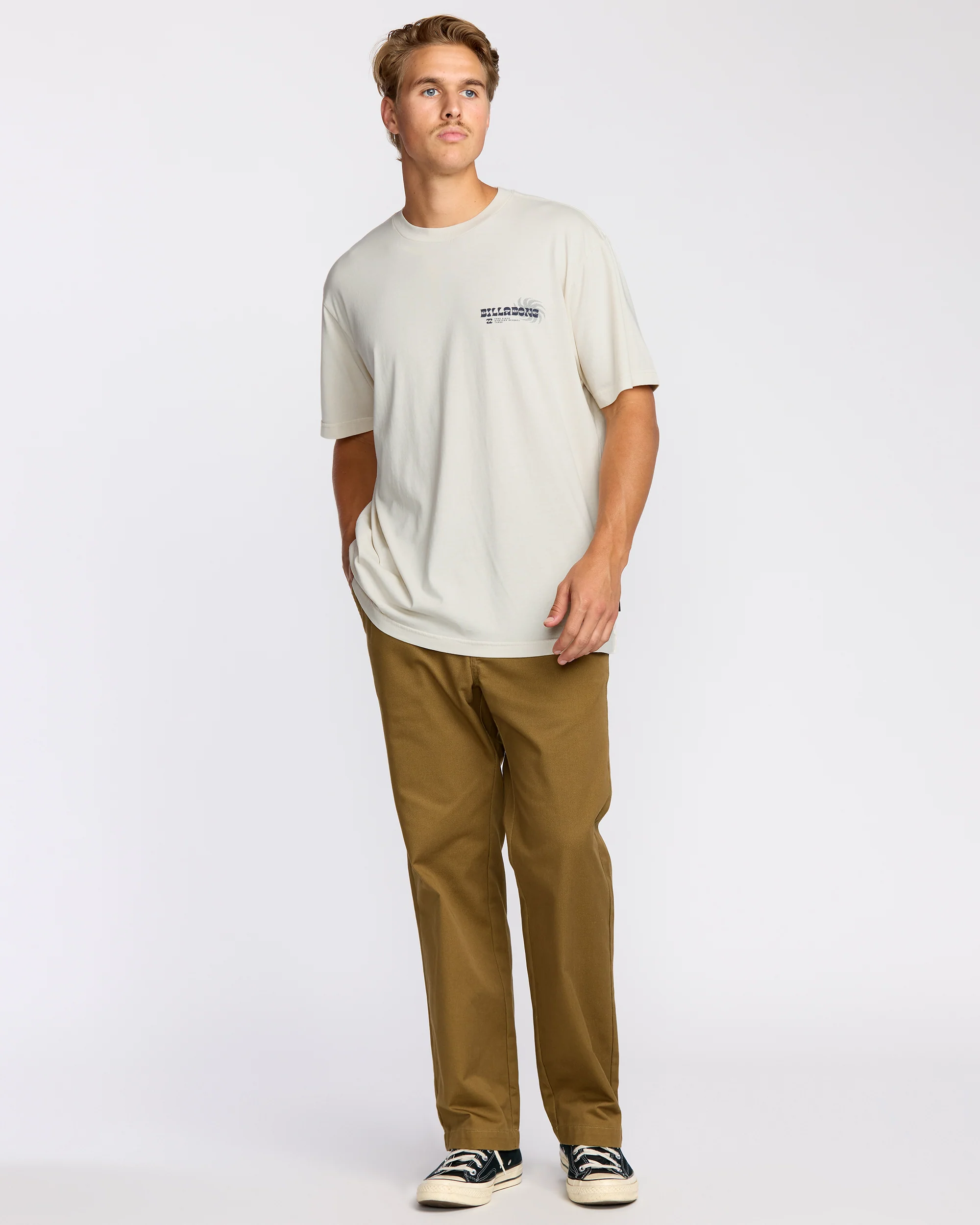 Single Fin Premium Wave Wash Short Sleeve T-Shirt - Off White - Image 3