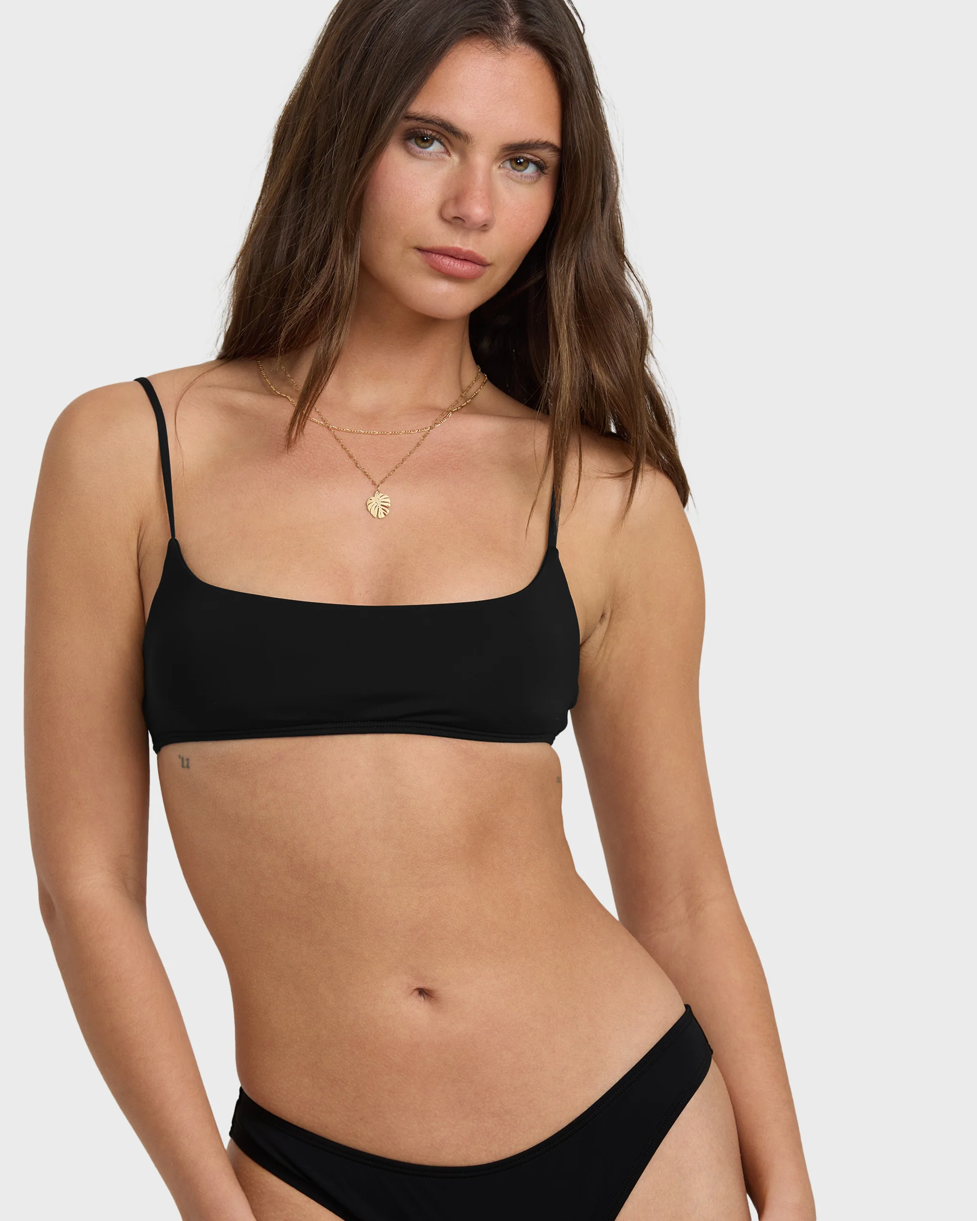 Sol Searcher Jaclyn Crop Bikini Top - Black Pebble - Image 2