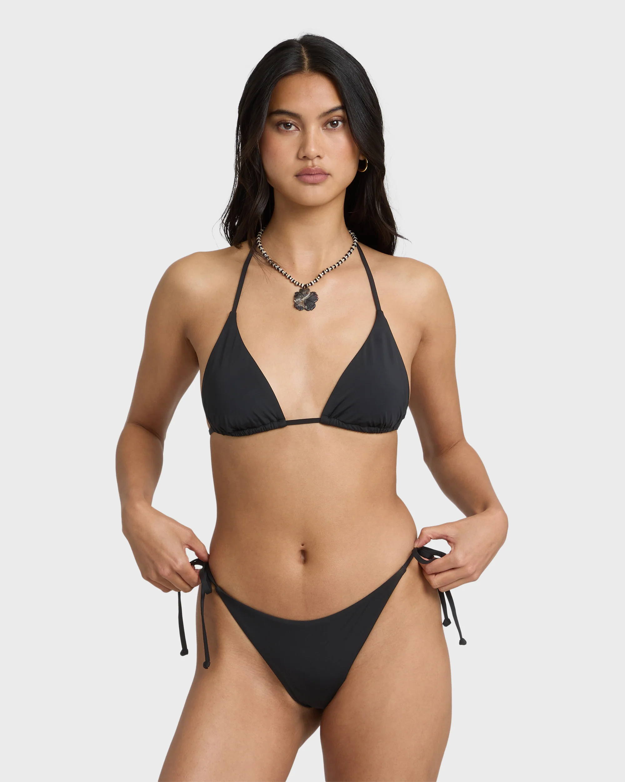 Sol Searcher Tie-Side Tanga Skimpy Bikini Bottoms - Black Pebble - Image 2