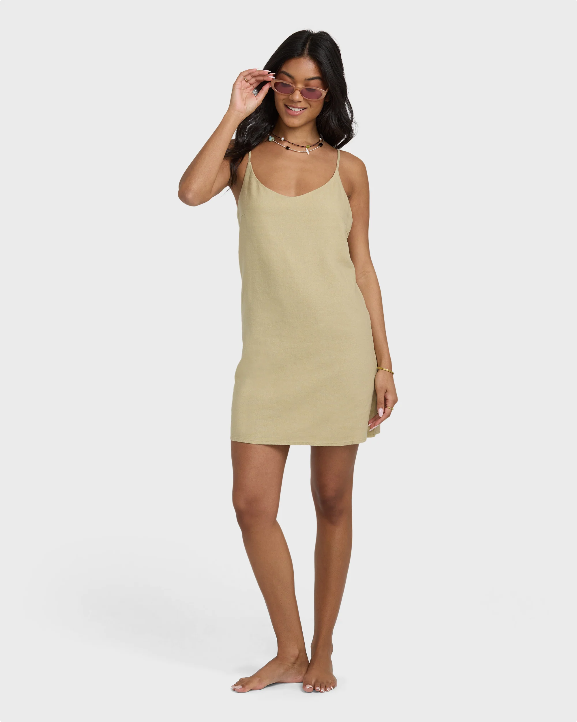 Summer Love Mini Slip Dress - Green Ash - Image 4