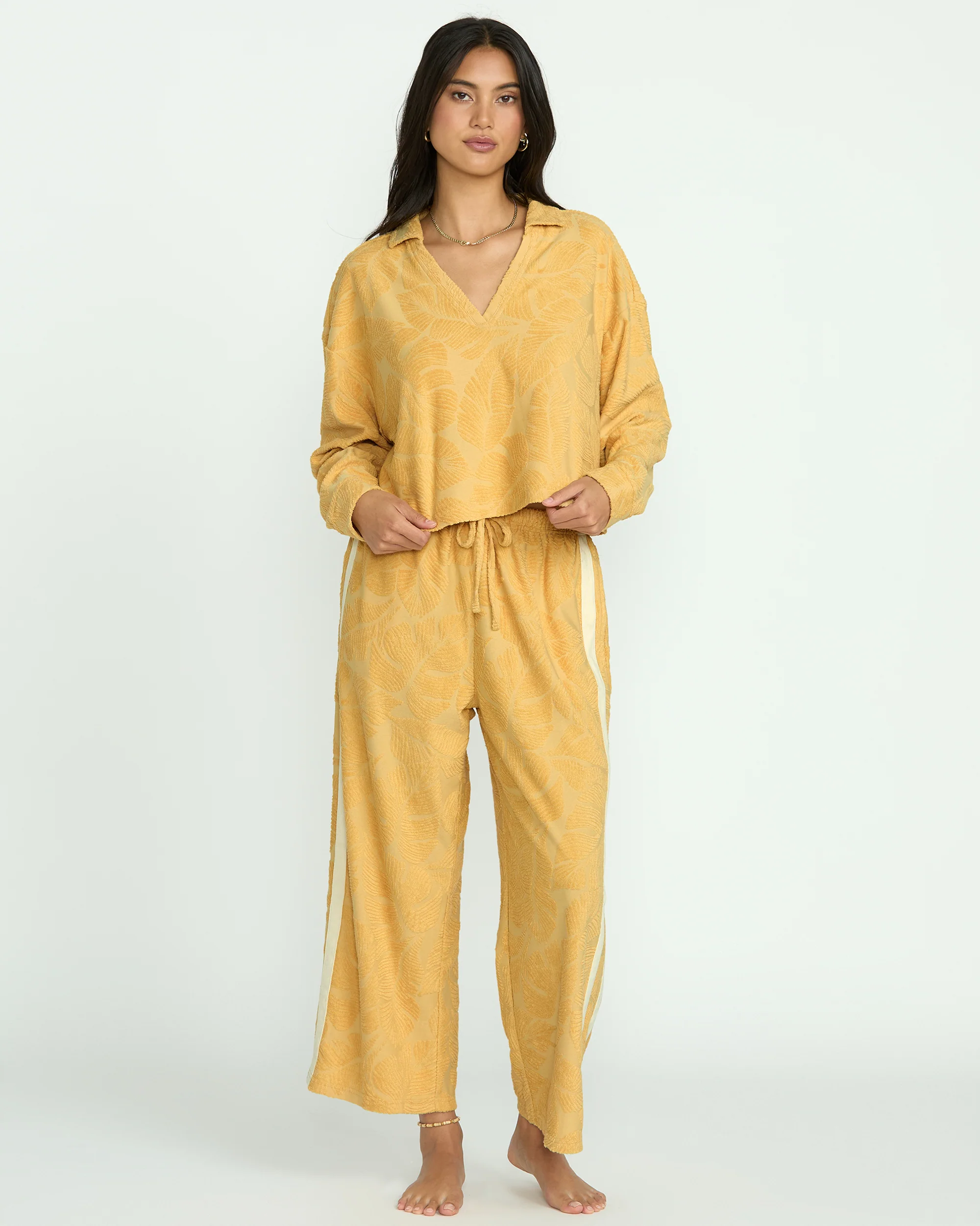 Sun Palm Terry Pullover Sweatshirt - Gold Coast - Image 5