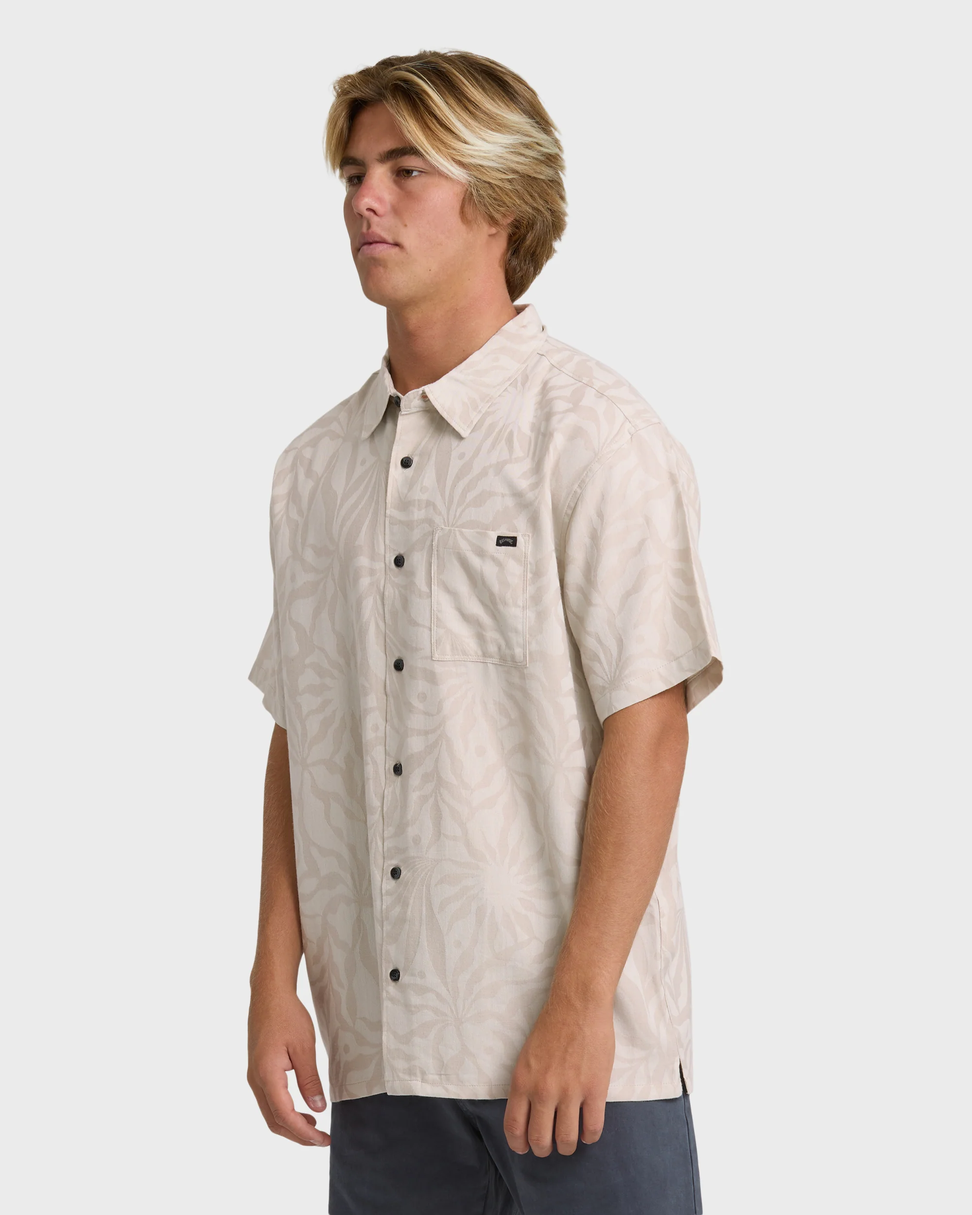 Sundays Jacquard Short Sleeve Shirt - Ash - Image 3
