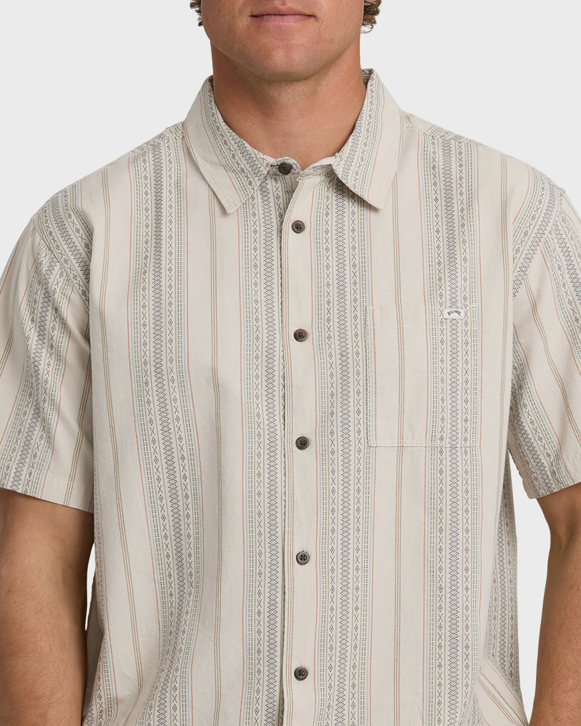 Sundays Jacquard Short Sleeve Shirt - Oatmeal - Image 5