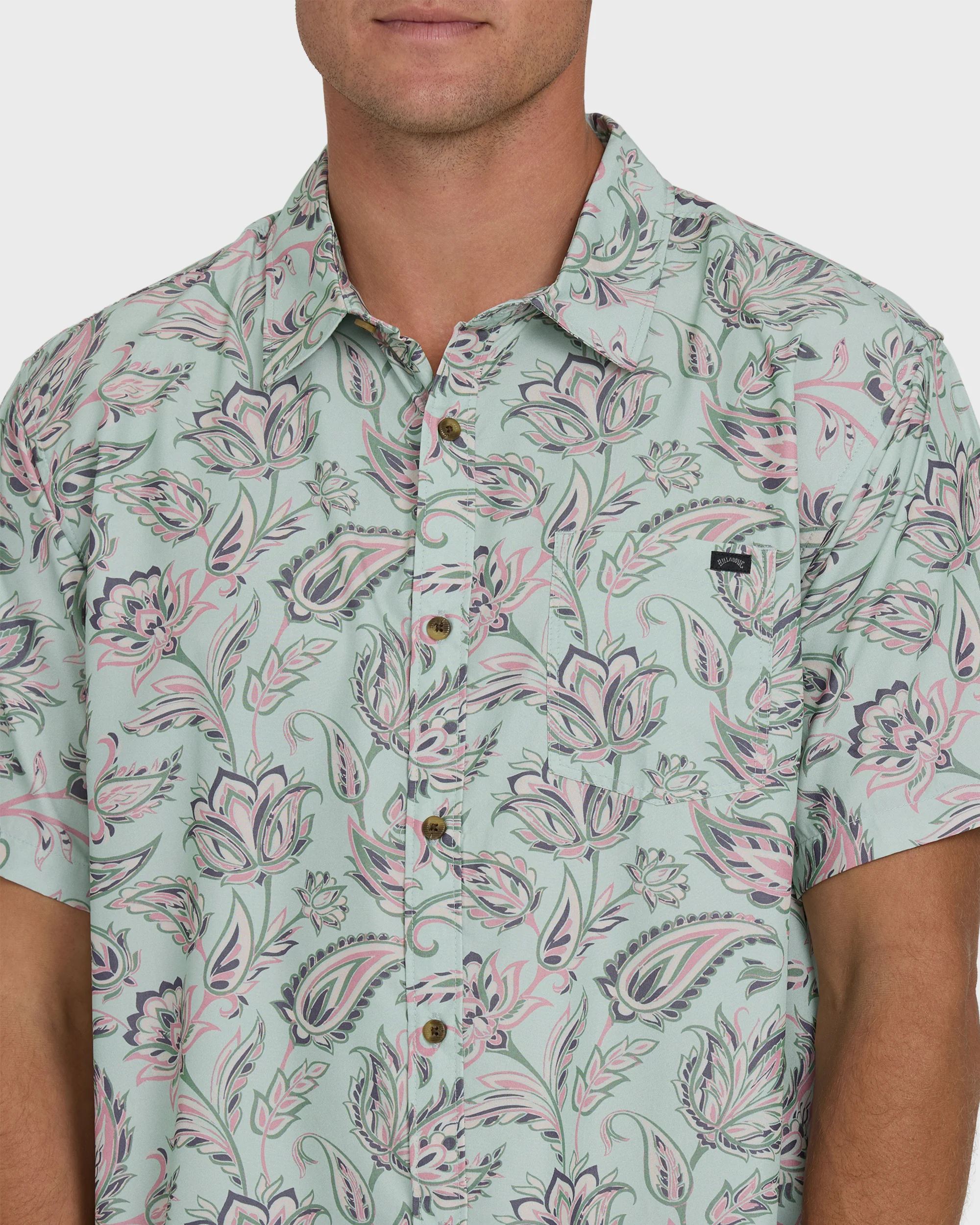 Sundays Lounge Short Sleeve Woven Shirt - Mist Green - Image 5