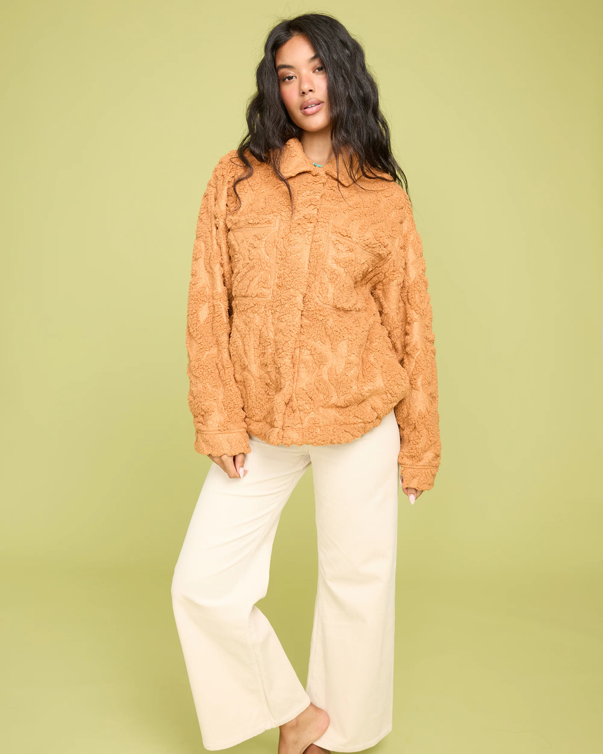 Sundown Sherpa Shacket - Camel - Image 2