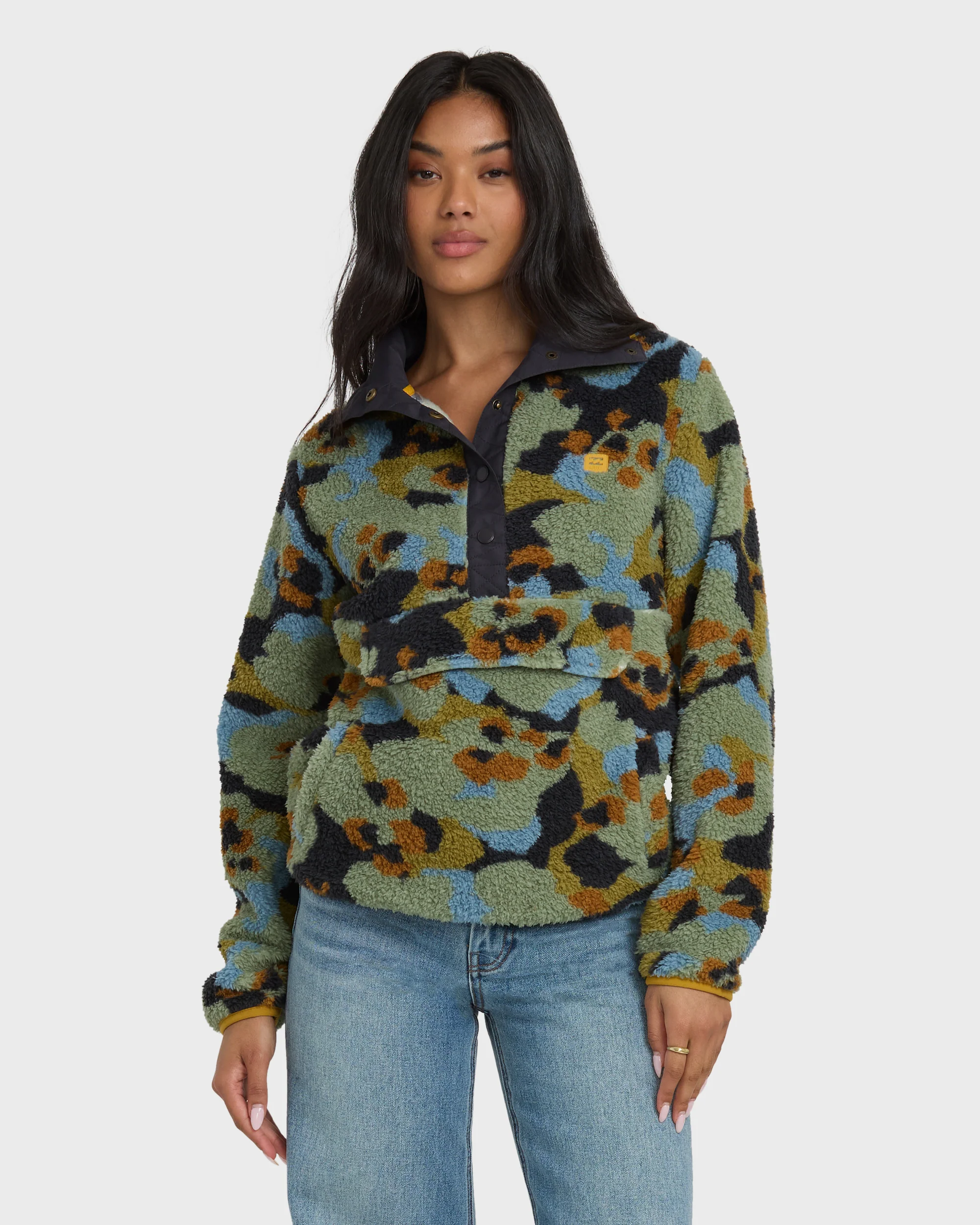 A/Div Switchback Pullover Half Snap Sherpa Fleece - Dusty Green - Image 2