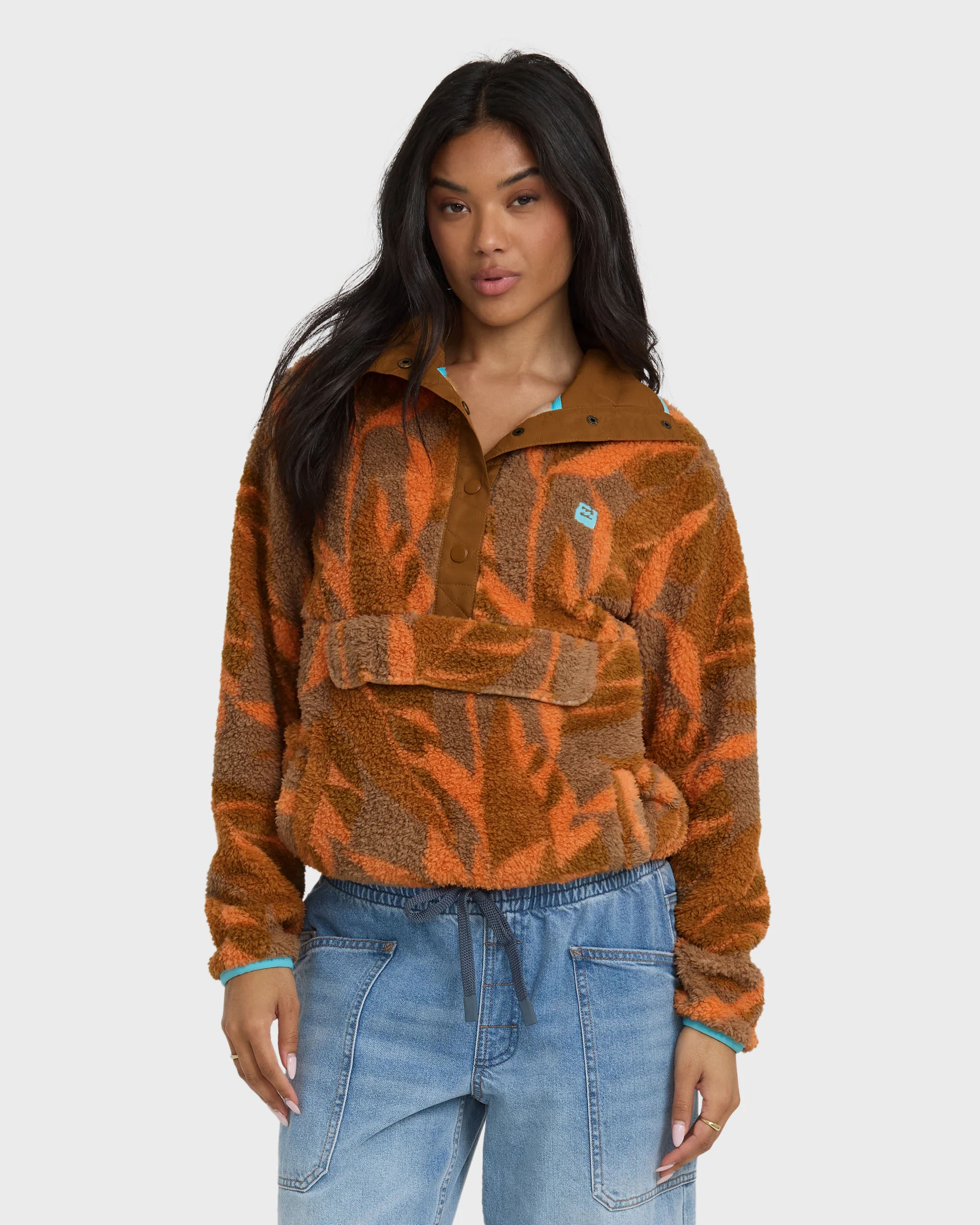 A/Div Switchback Pullover Half Snap Sherpa Fleece - Faded Orange - Image 2