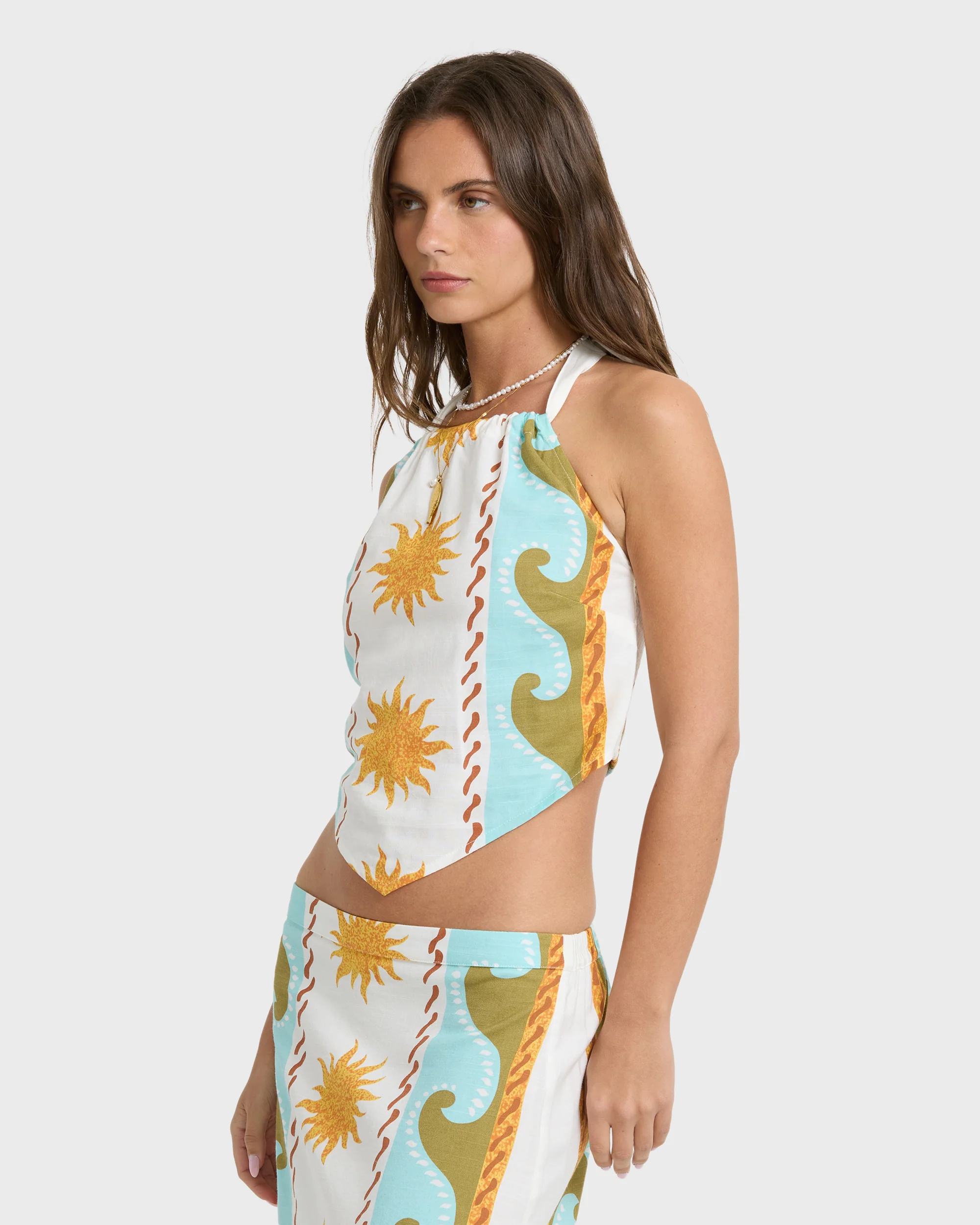 Tides Calling Woven Halter Top - Salt Crystal - Image 2