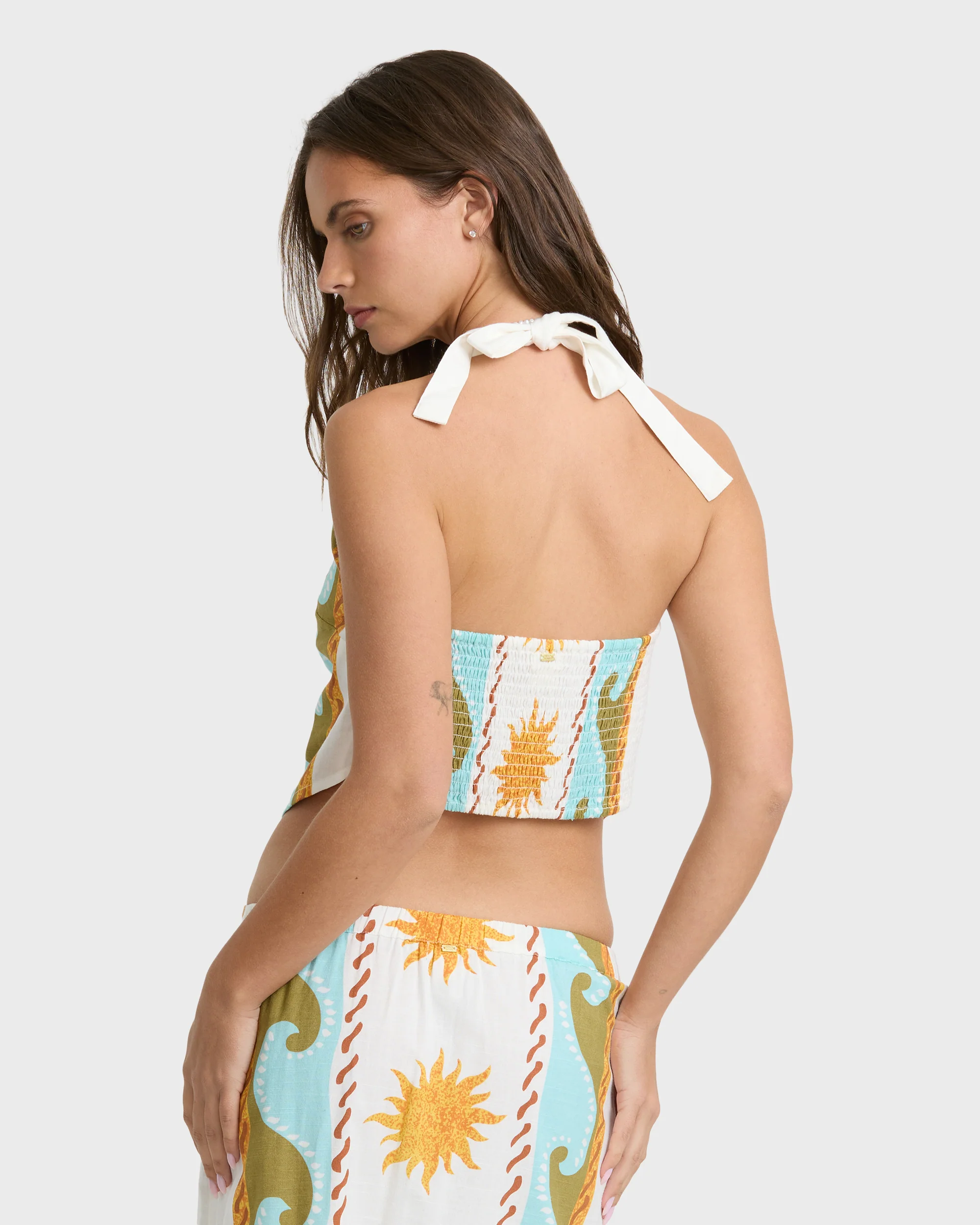 Tides Calling Woven Halter Top - Salt Crystal - Image 3