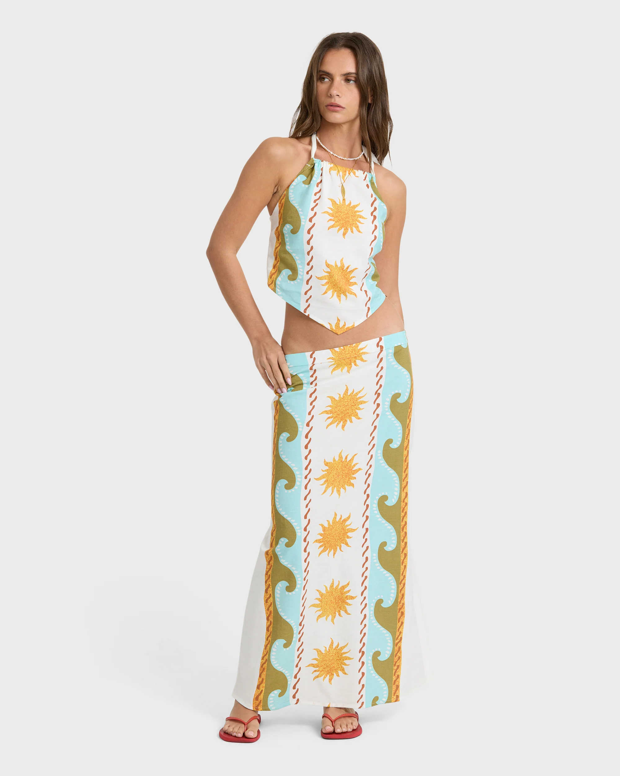 Tides Calling Woven Halter Top - Salt Crystal - Image 5