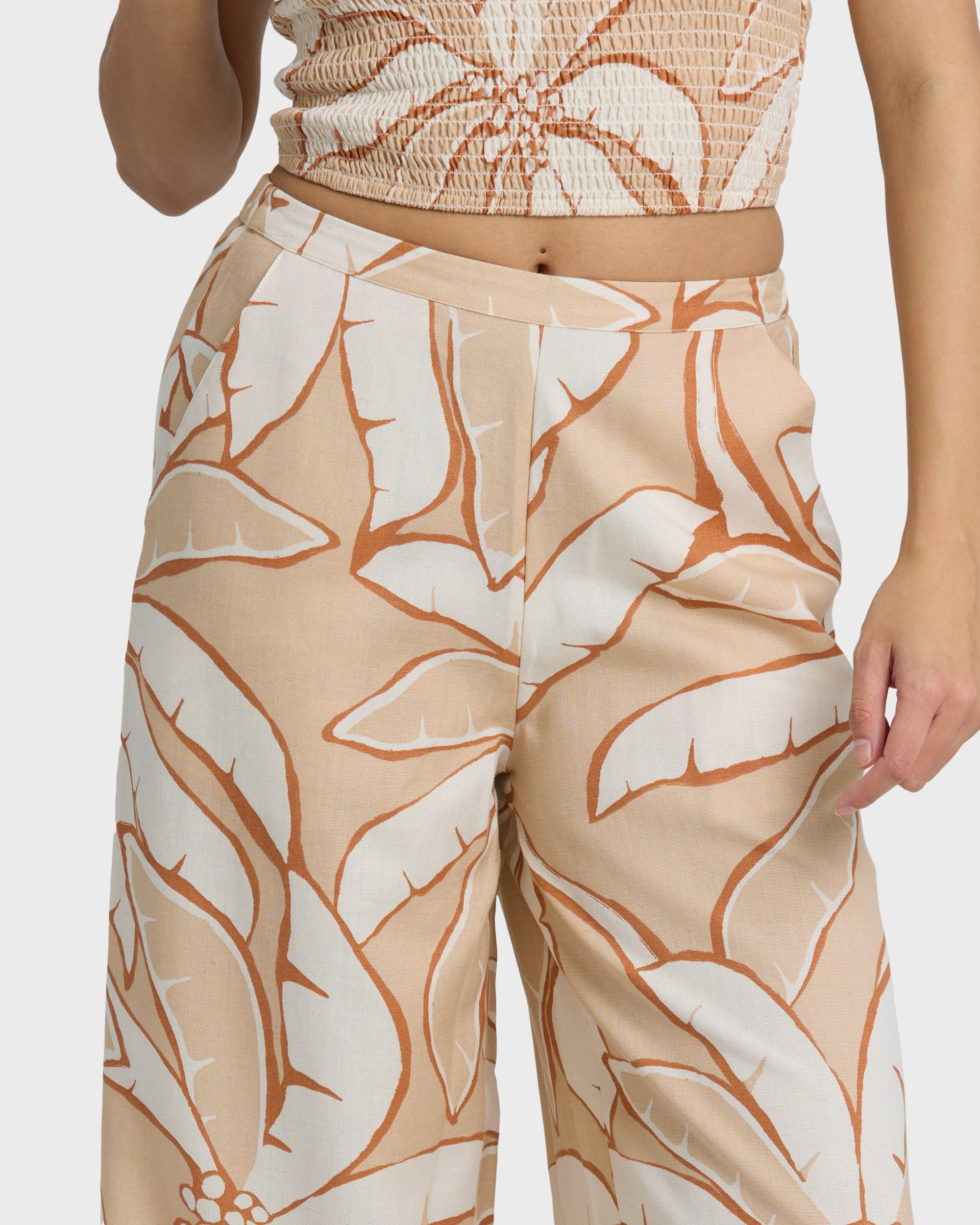 Tropic Breeze Elastic Waist Pants - Stone - Image 2