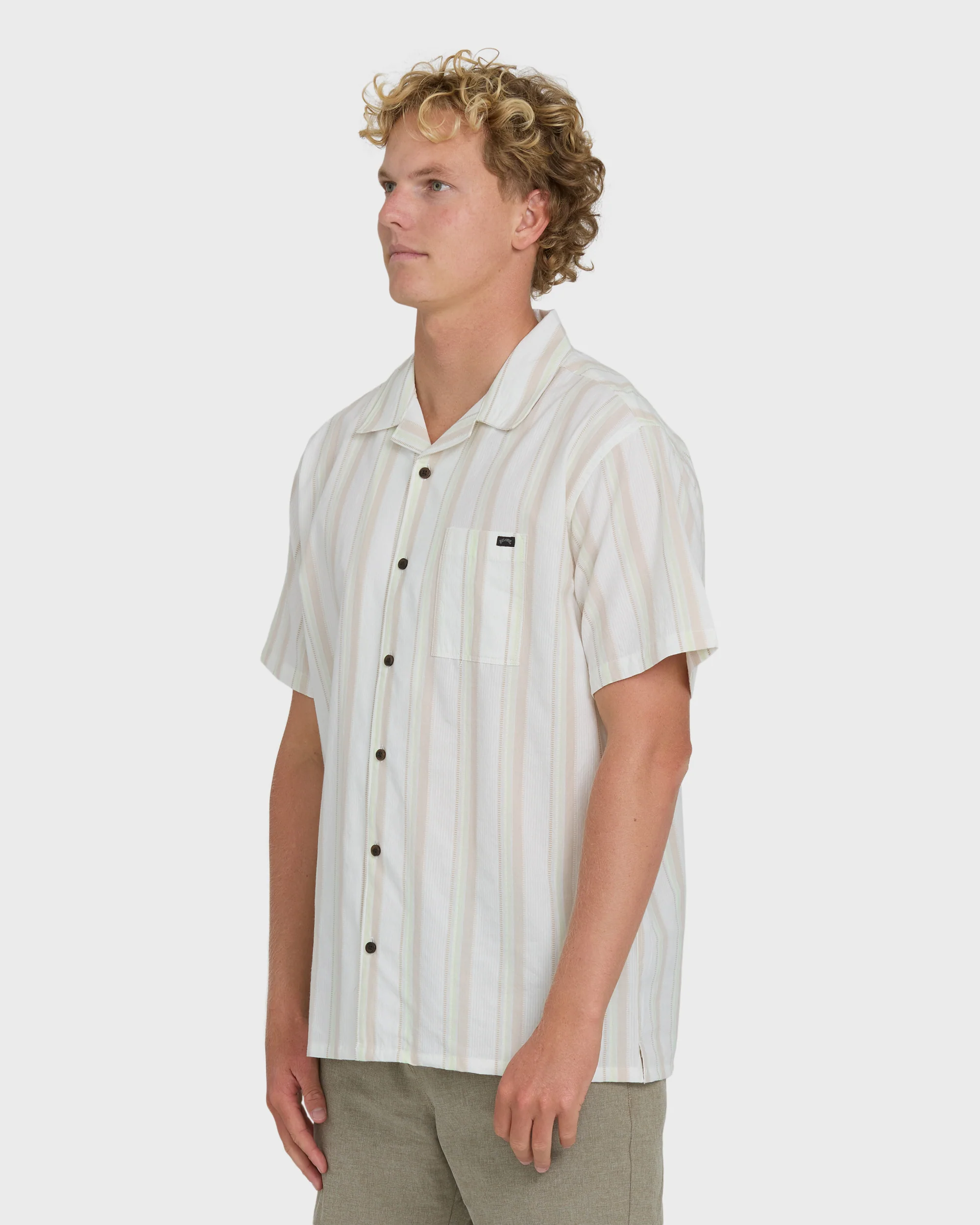 Victoria Vacay Short Sleeve Woven Shirt - White Sand - Image 3