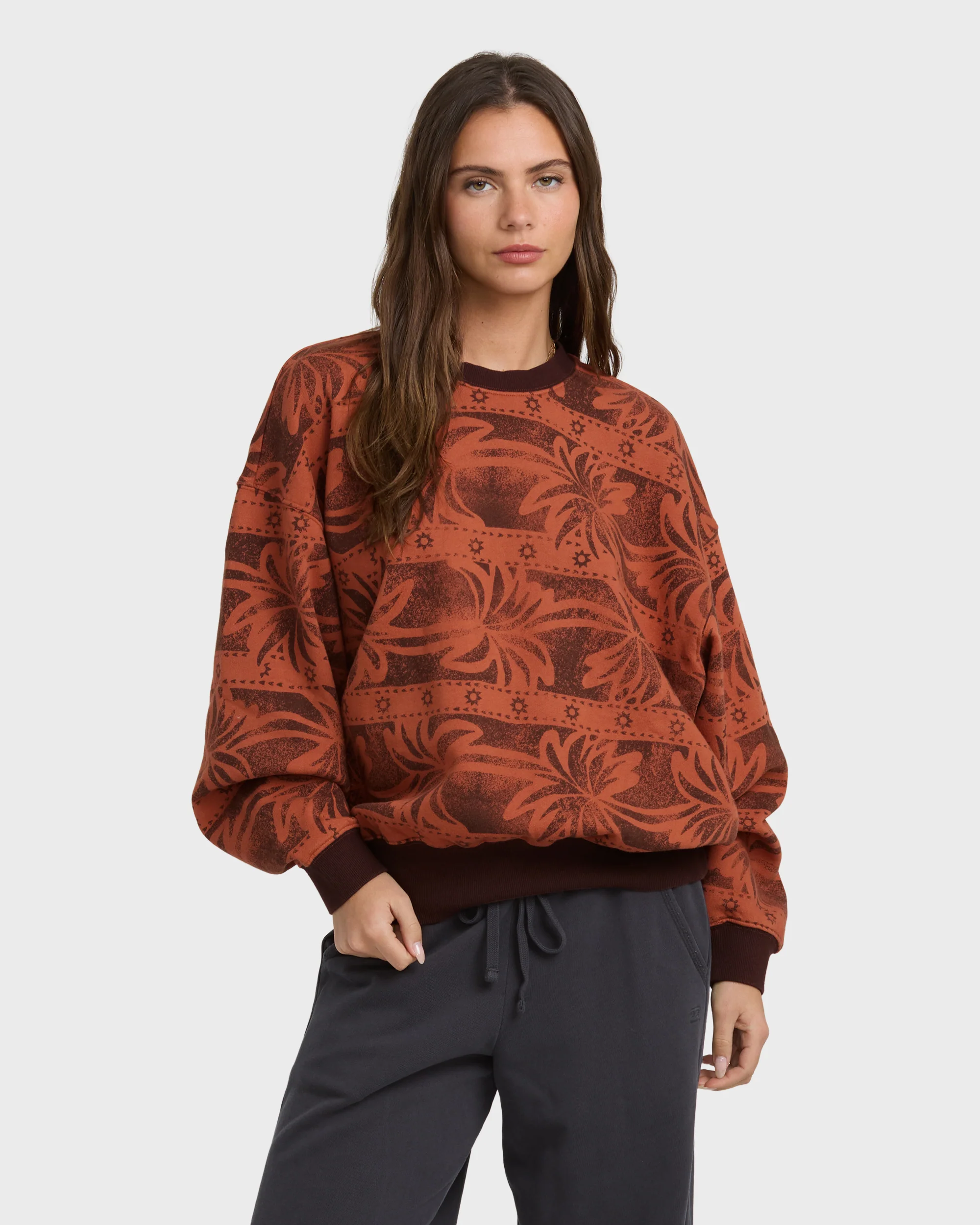 Vida Palms Crewneck Sweatshirt - Teak