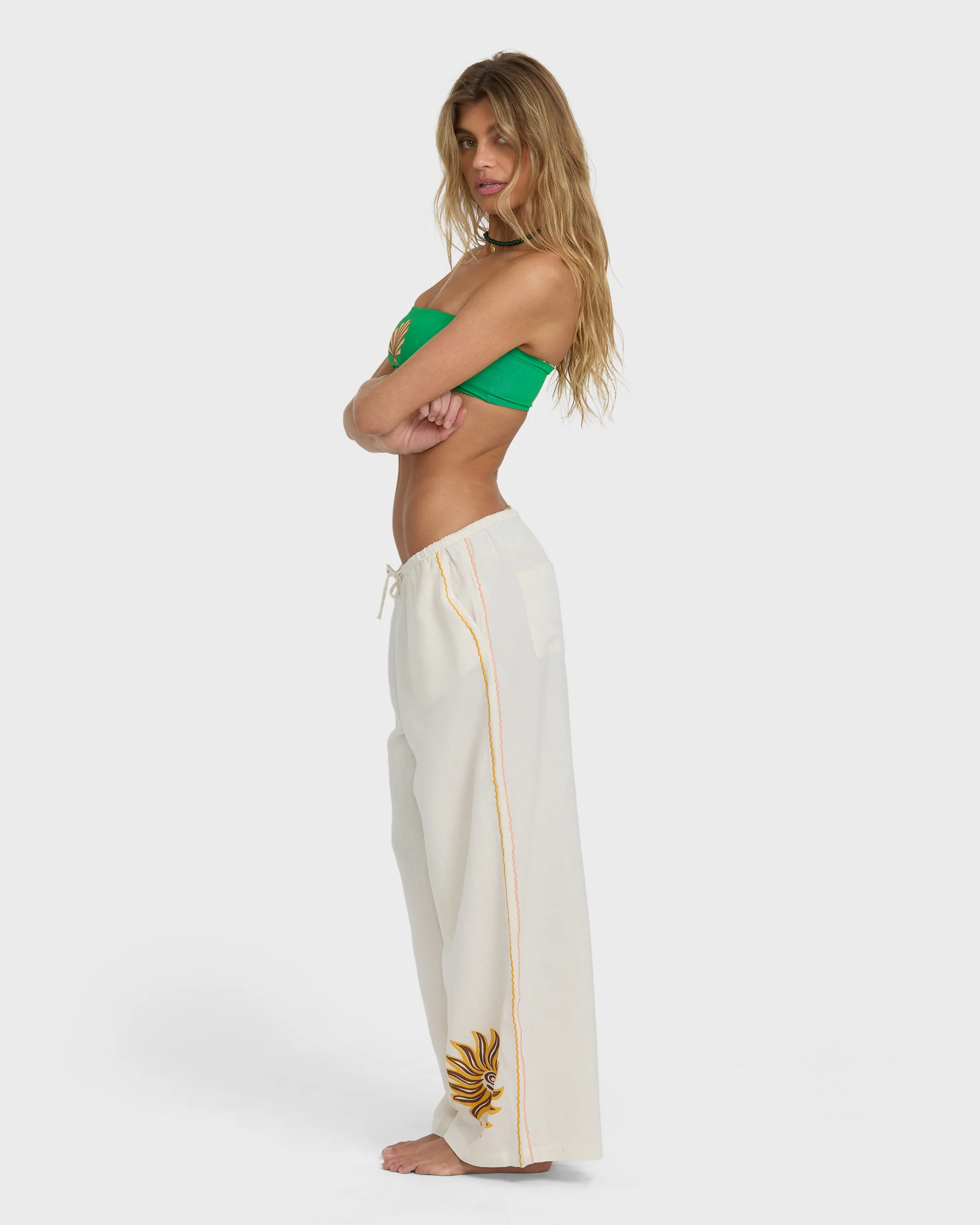 Wave Haze Elastic Waist Pants - Salt Crystal - Image 4
